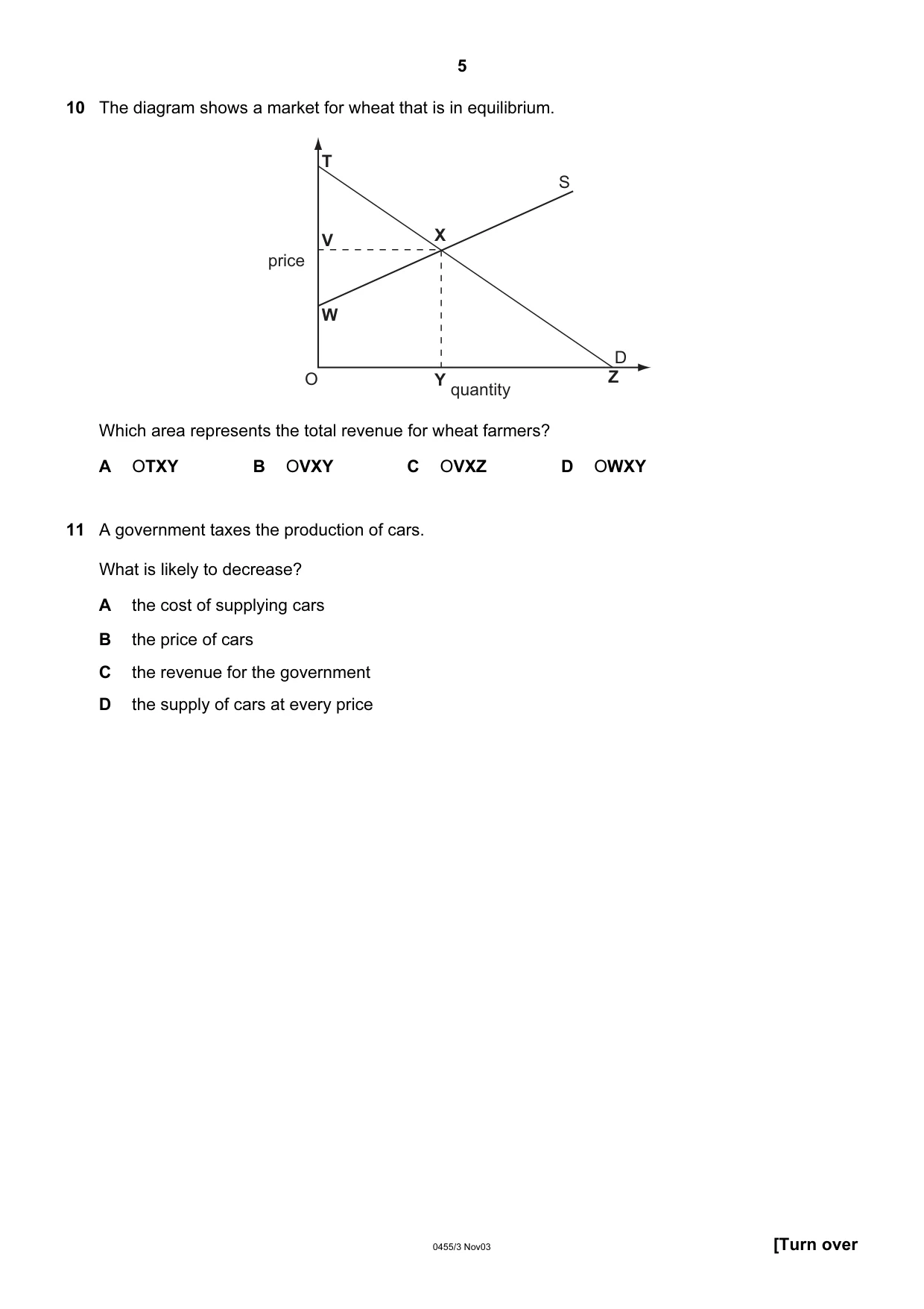 Cambridge IGCSE Economics 0455 2003 Oct/Nov Paper 3 · Variant 1 question paper, page 5 of 16