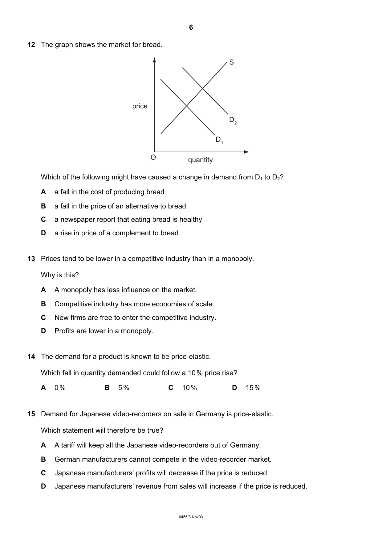 Cambridge IGCSE Economics 0455 2003 Oct/Nov Paper 3 · Variant 1 question paper, page 6 of 16