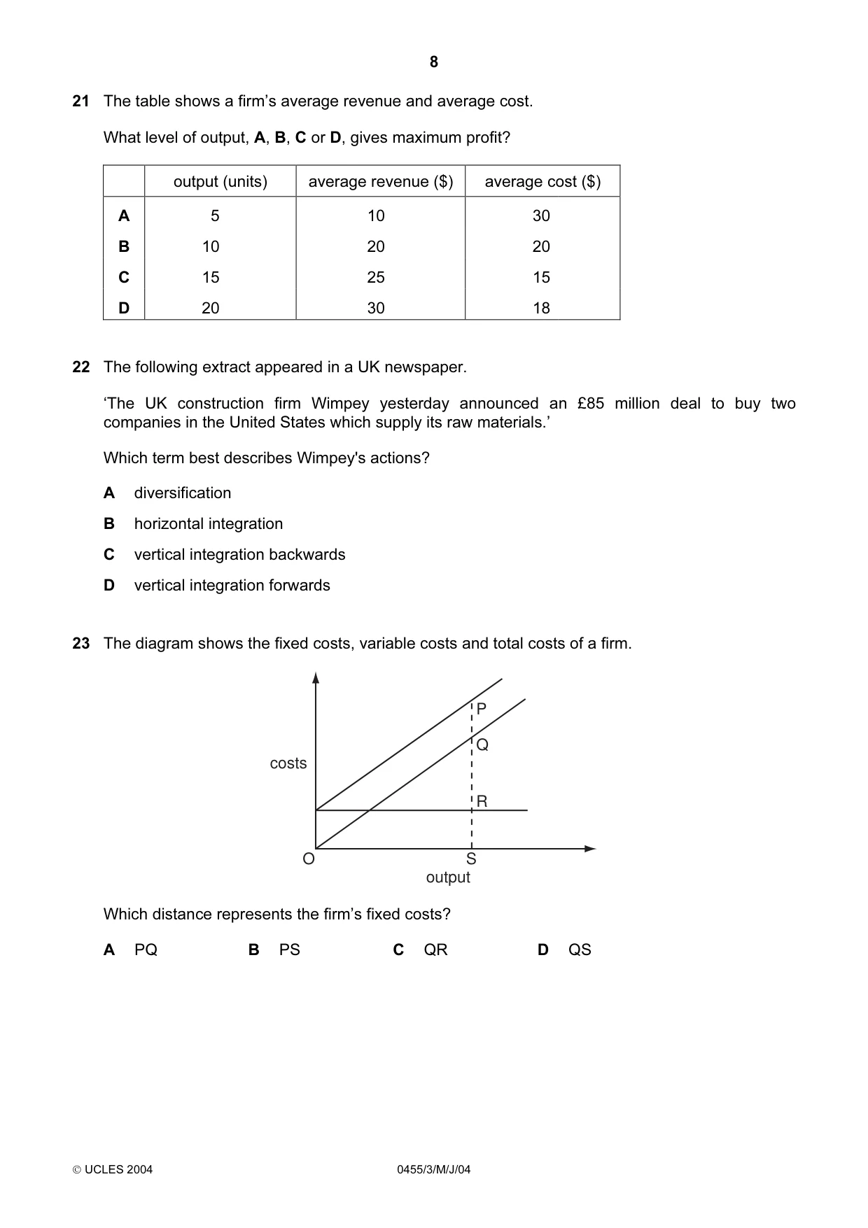 Cambridge IGCSE Economics 0455 2004 May/June Paper 3 · Variant 1 question paper, page 8 of 16