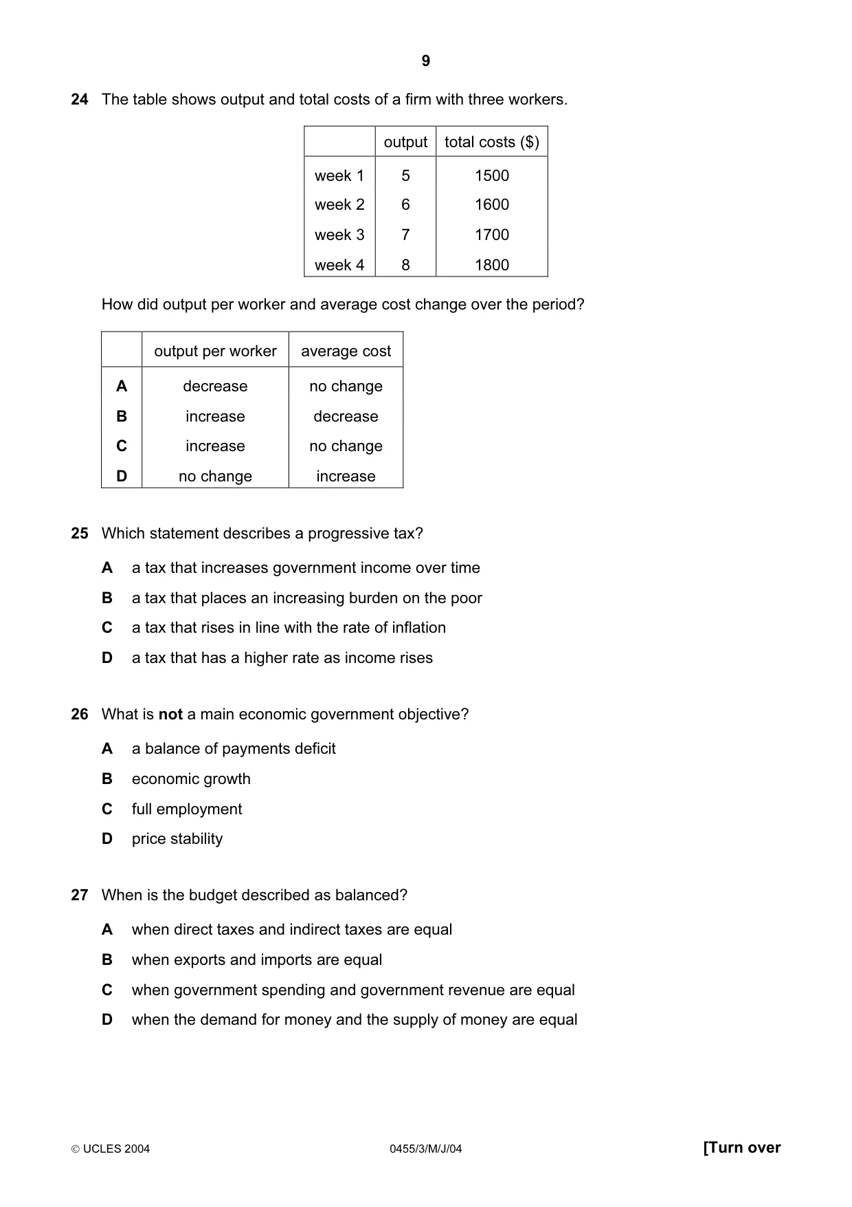 Cambridge IGCSE Economics 0455 2004 May/June Paper 3 · Variant 1 question paper, page 9 of 16