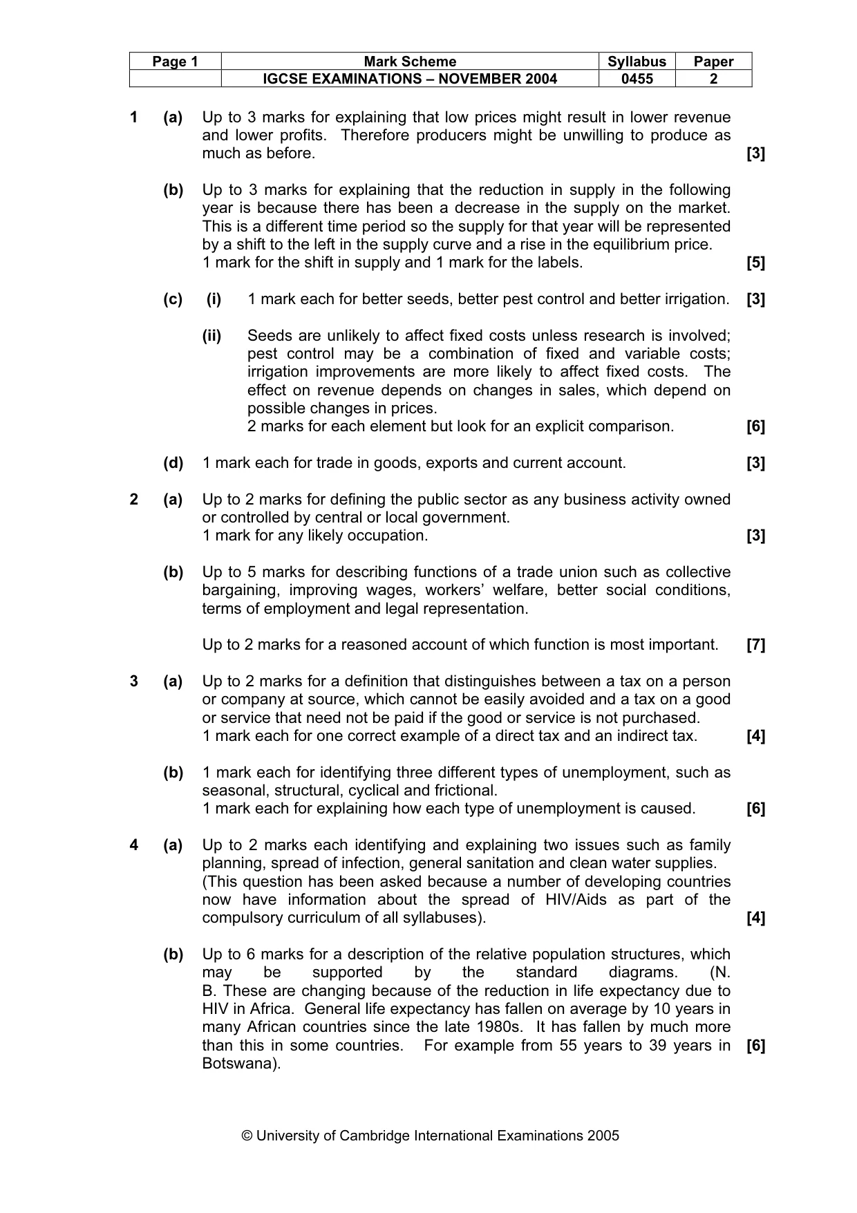 Mark scheme, page 4 of 5