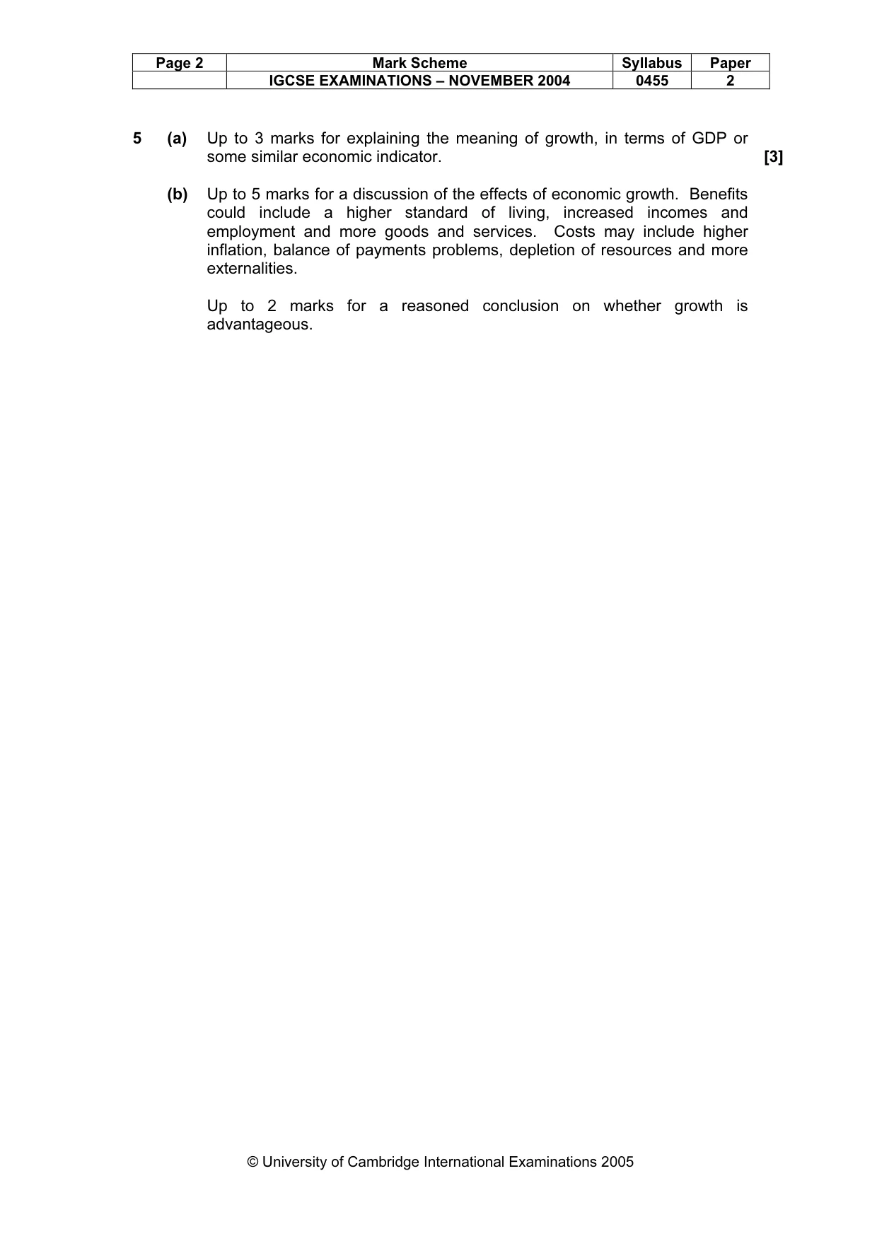 Mark scheme, page 5 of 5