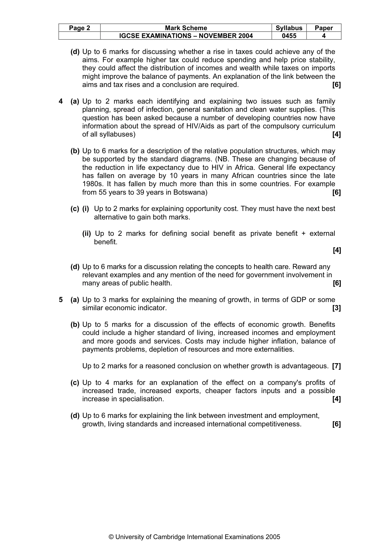 Mark scheme, page 5 of 6