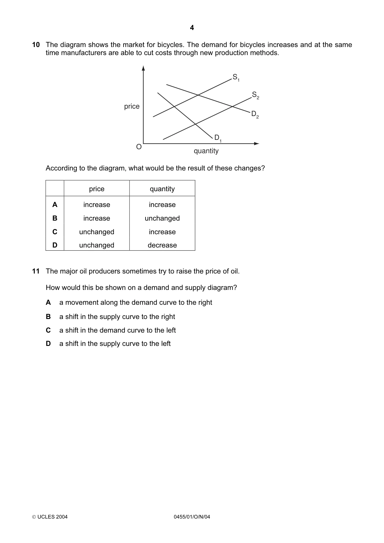 Cambridge IGCSE Economics 0455 2004 Oct/Nov Paper 1 · Variant 1 question paper, page 4 of 16