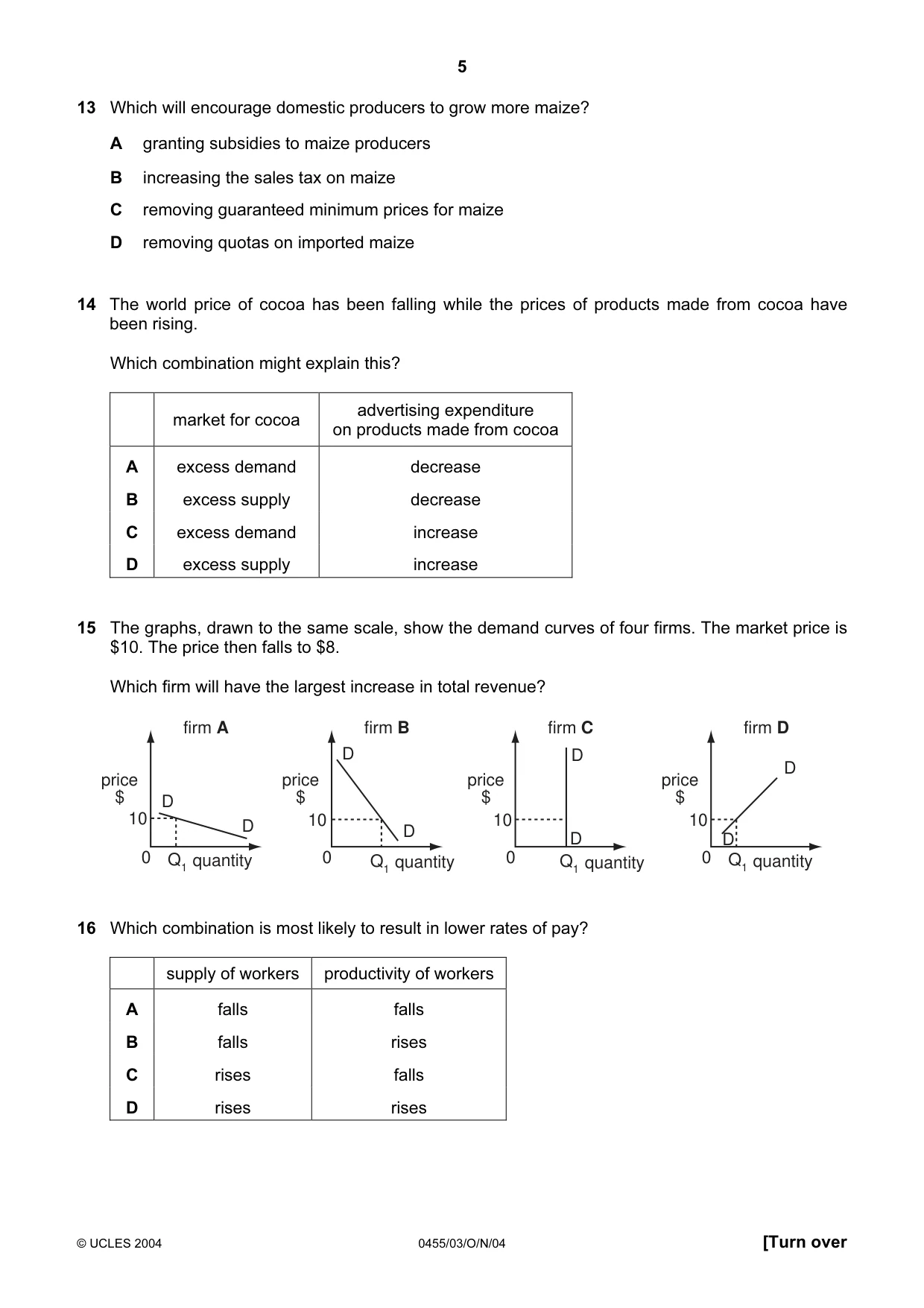 Cambridge IGCSE Economics 0455 2004 Oct/Nov Paper 3 · Variant 1 question paper, page 5 of 12