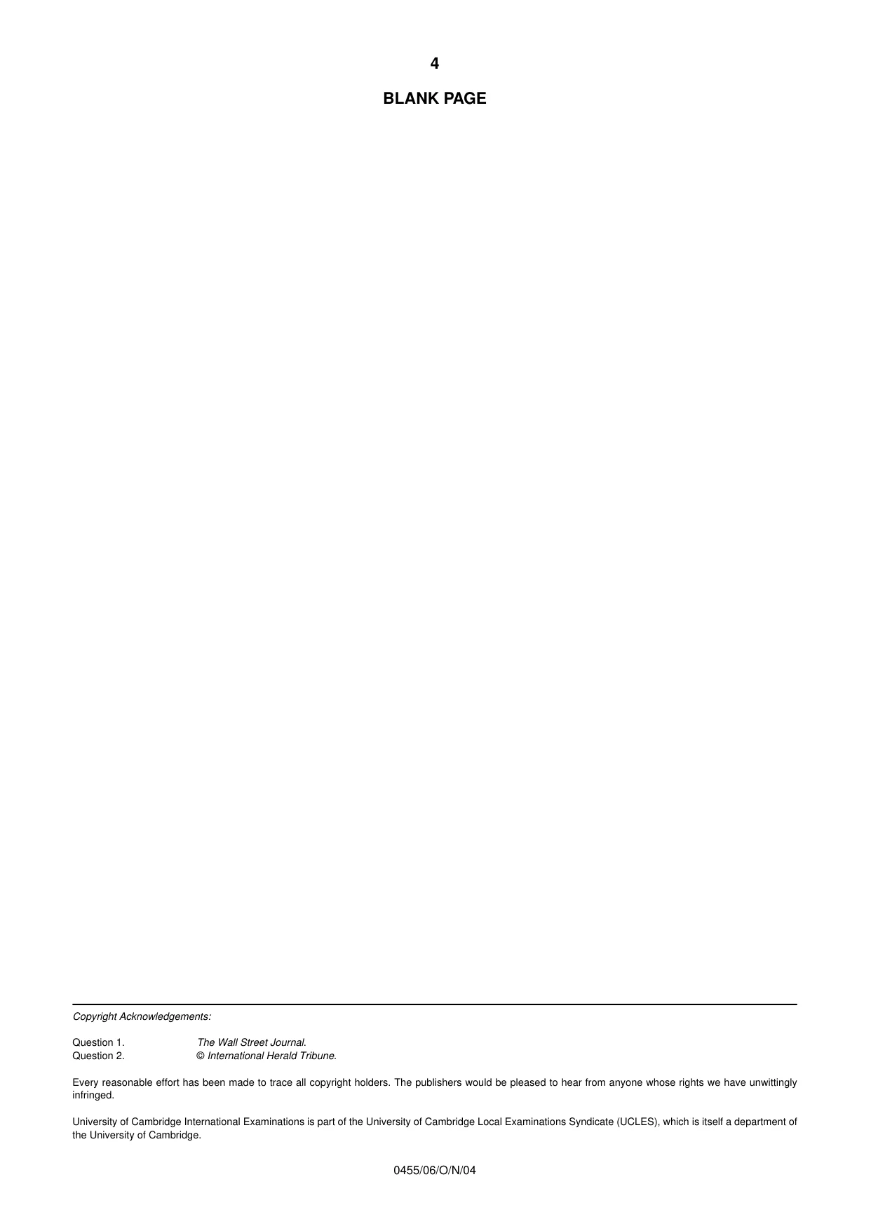 Cambridge IGCSE Economics 0455 2004 Oct/Nov Paper 6 · Variant 1 question paper, page 4 of 4