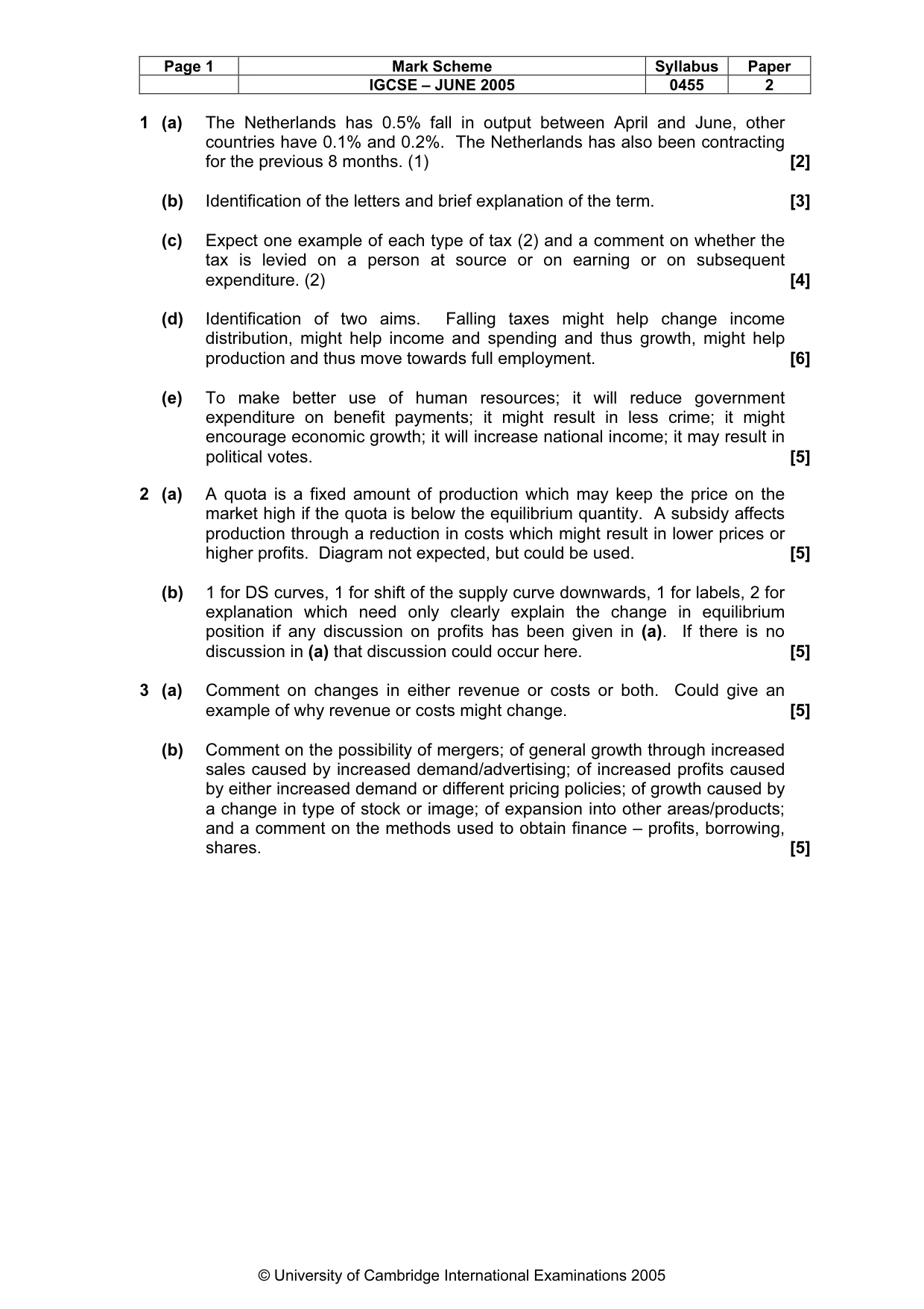 Mark scheme, page 4 of 5