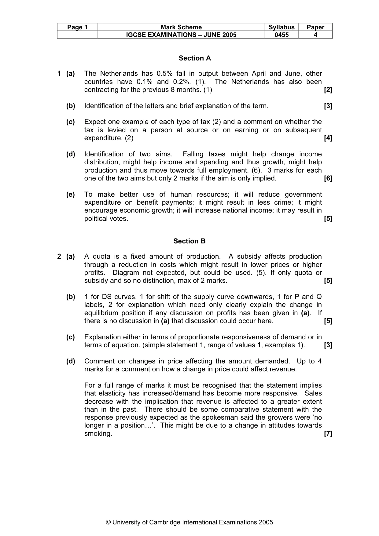 Mark scheme, page 4 of 6