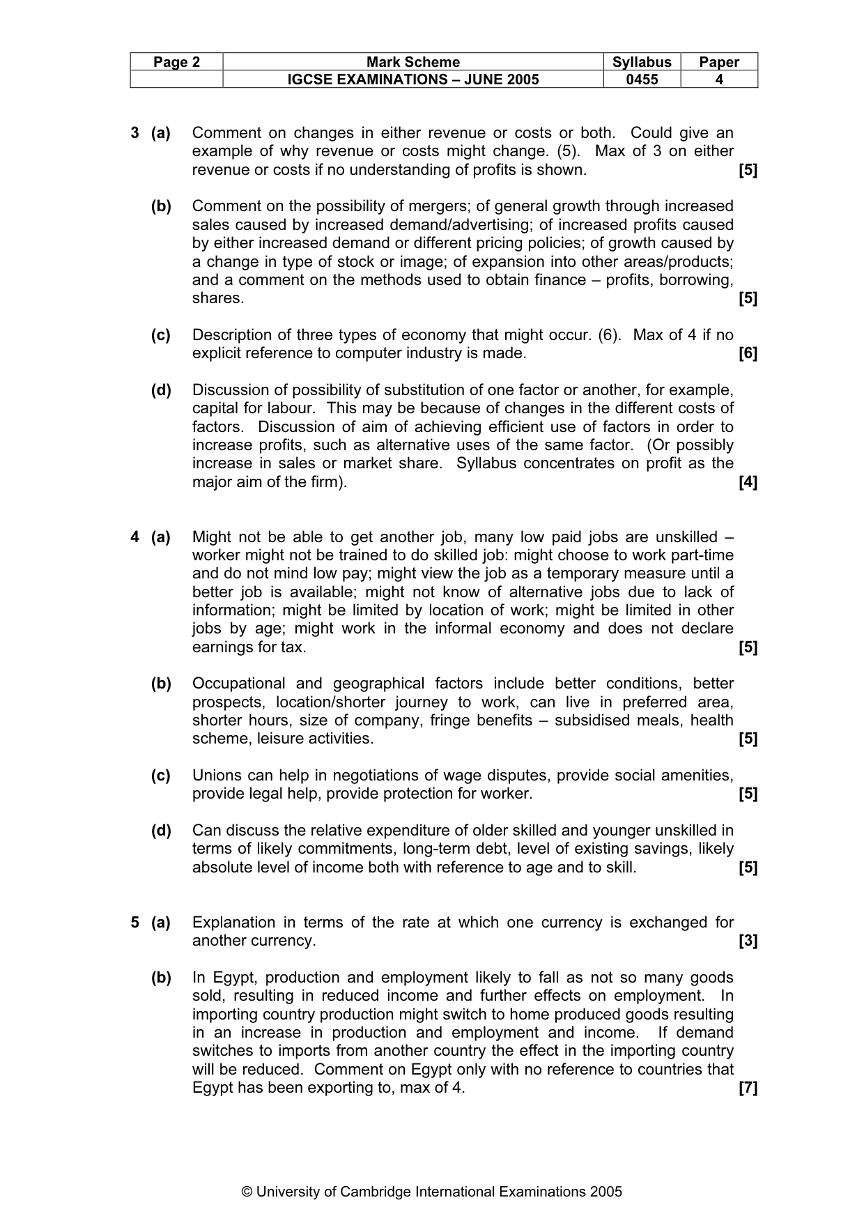 Mark scheme, page 5 of 6