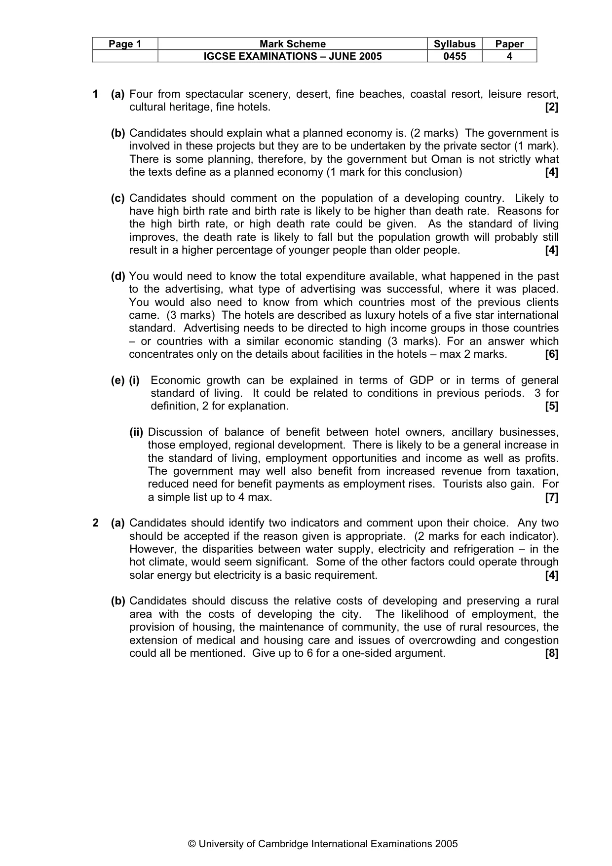 Mark scheme, page 4 of 4