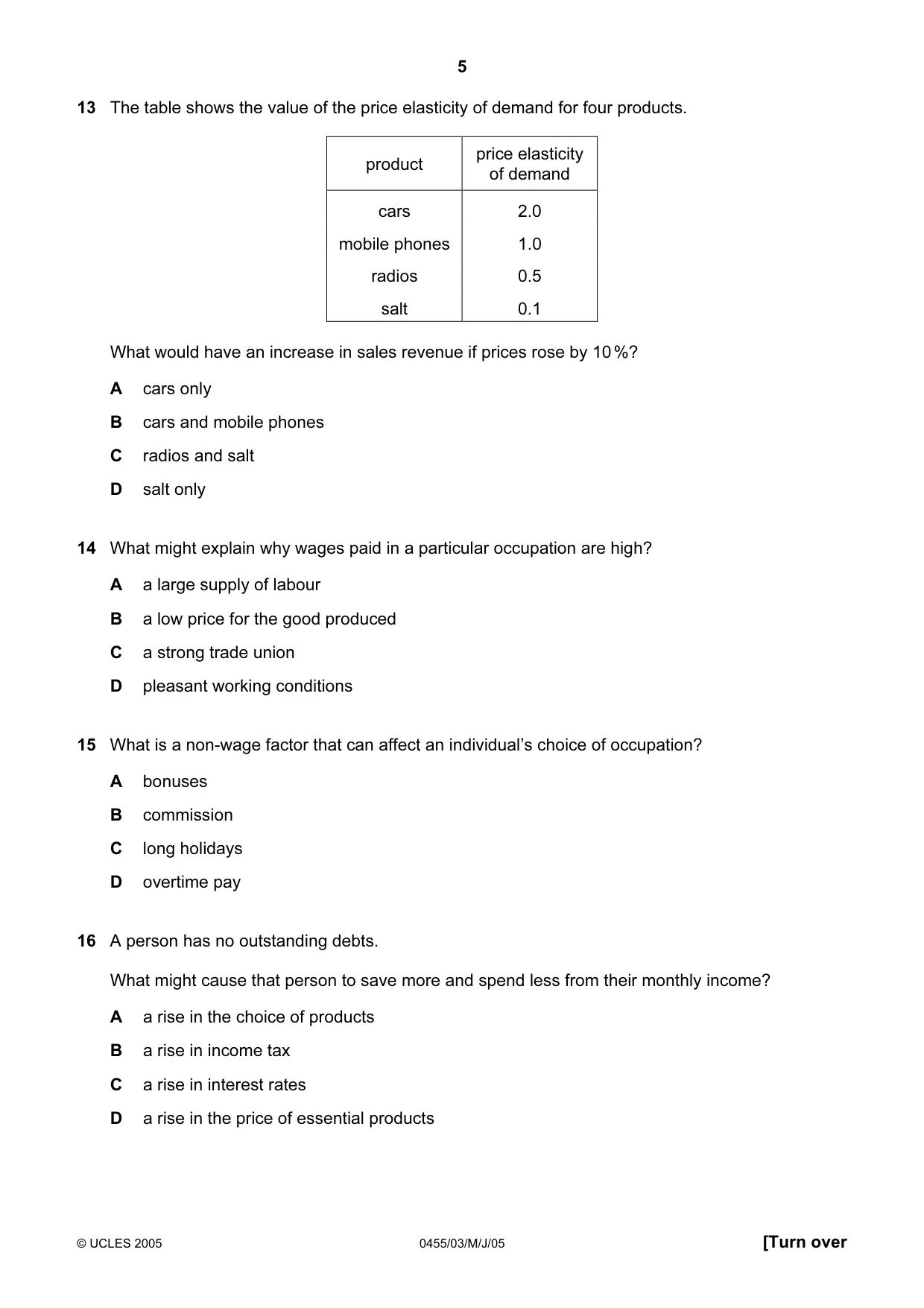 Cambridge IGCSE Economics 0455 2005 May/June Paper 3 · Variant 1 question paper, page 5 of 12