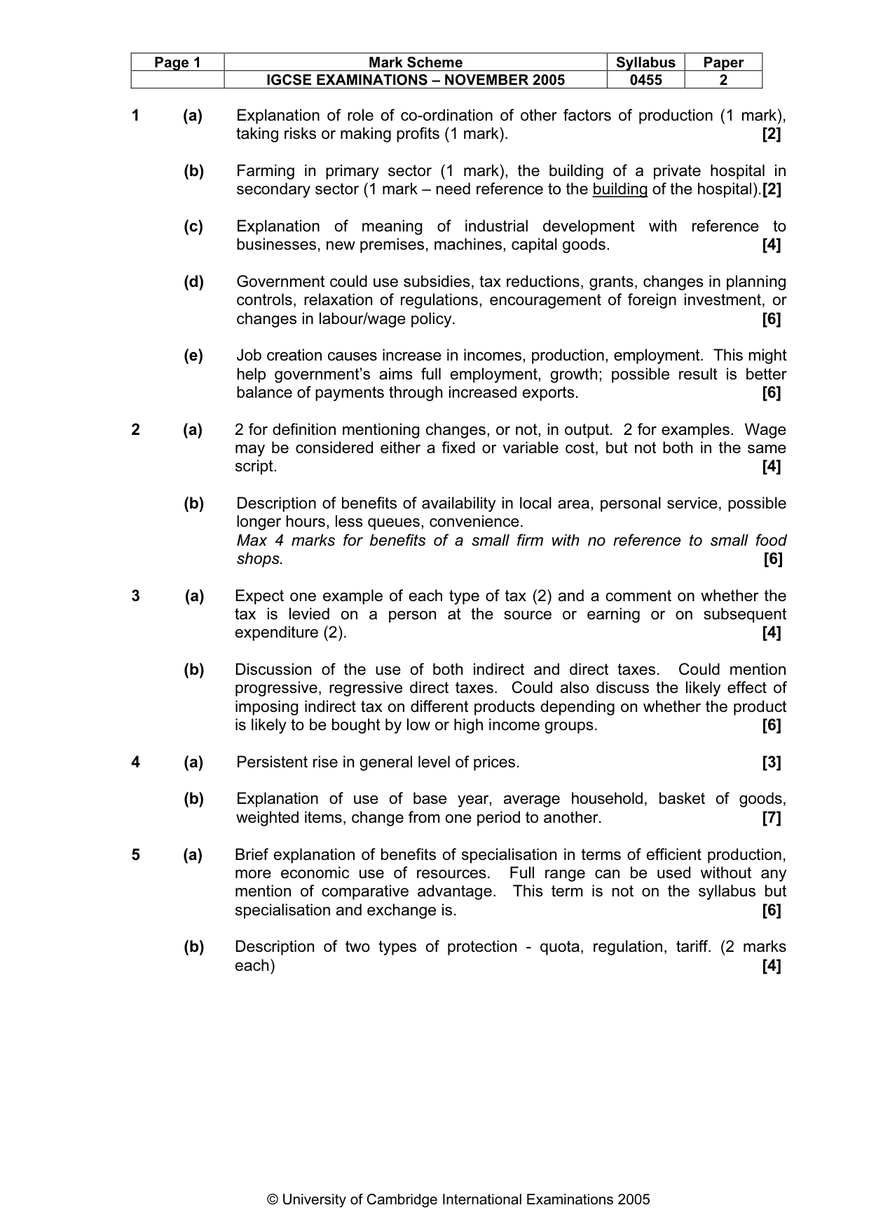Mark scheme, page 2 of 2