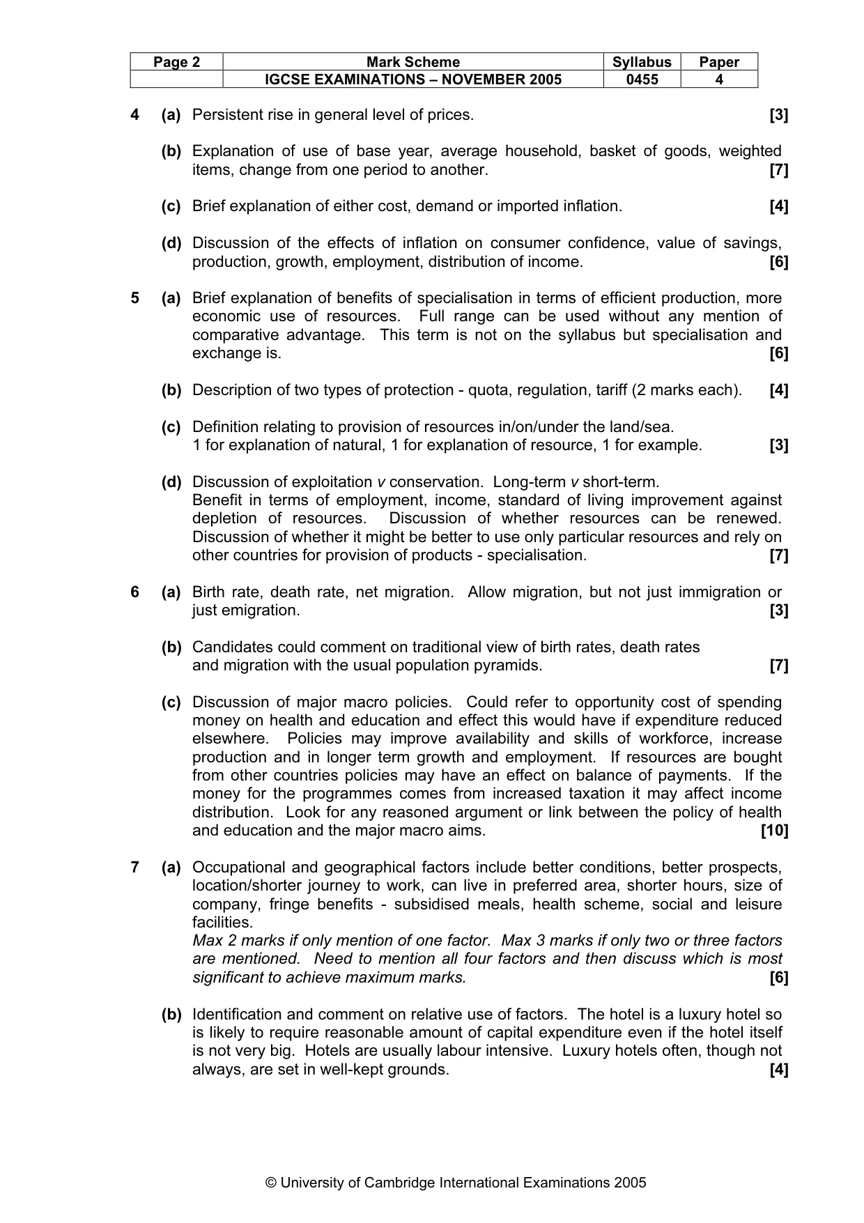 Mark scheme, page 3 of 4