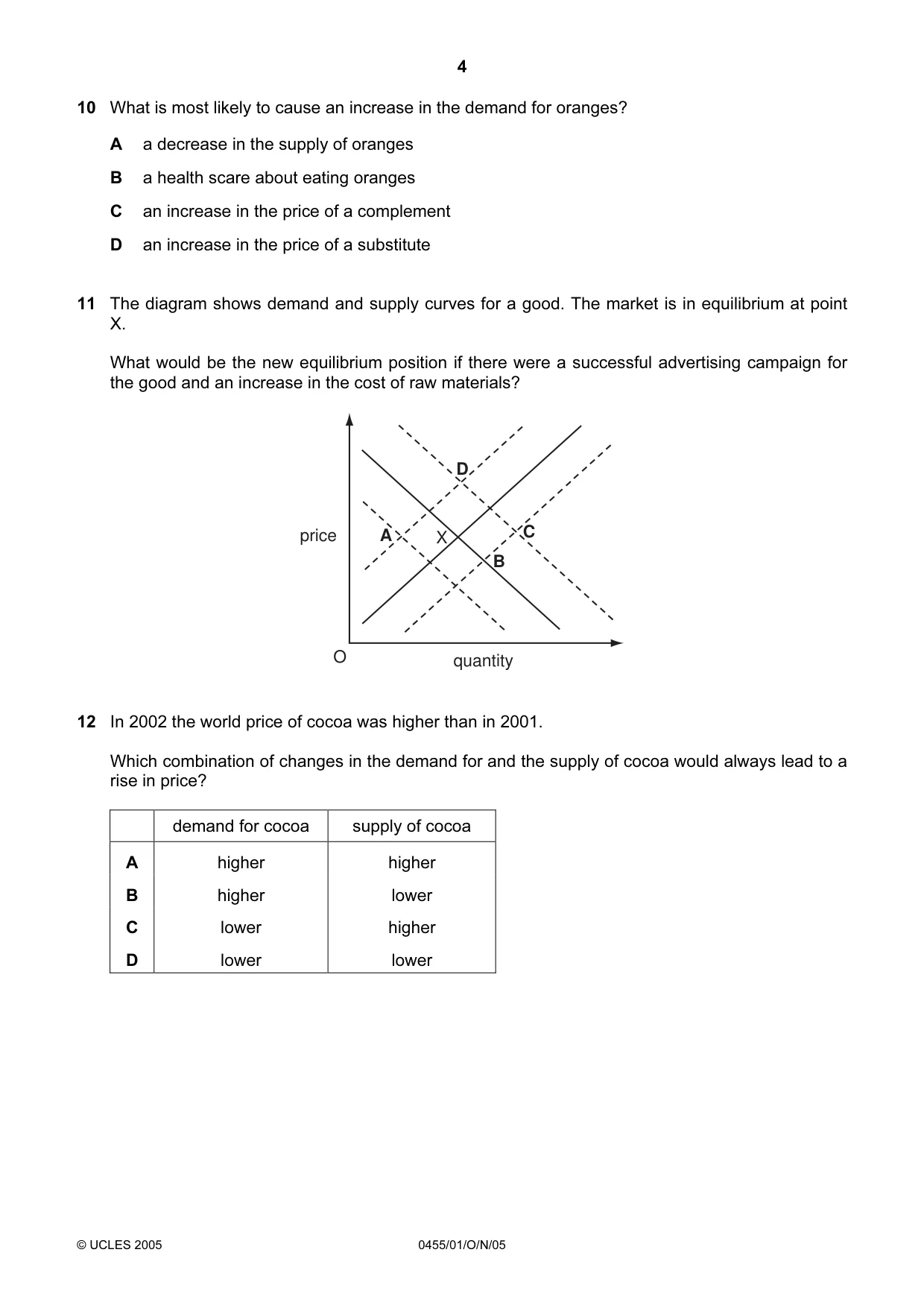 Cambridge IGCSE Economics 0455 2005 Oct/Nov Paper 1 · Variant 1 question paper, page 4 of 12