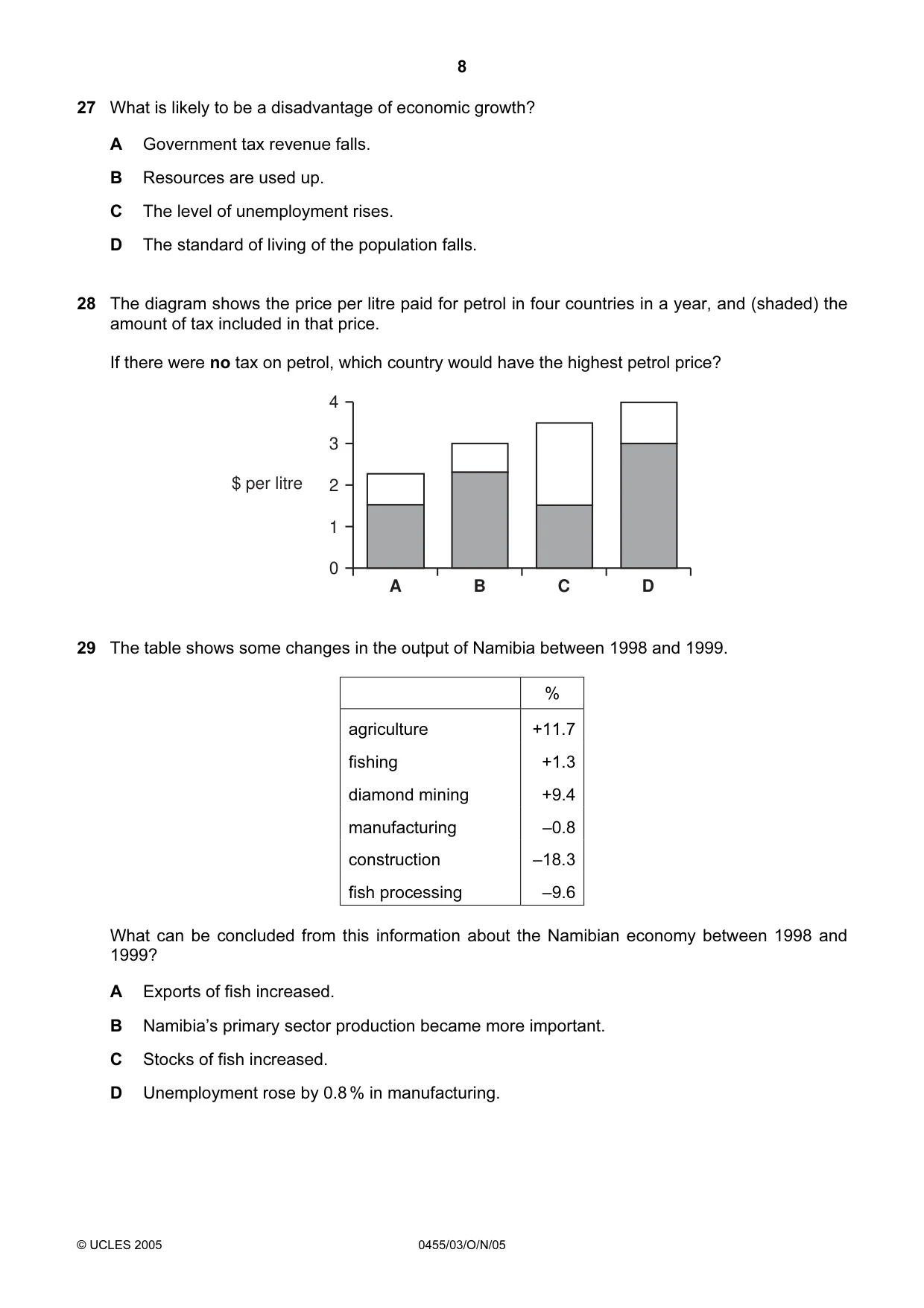 Cambridge IGCSE Economics 0455 2005 Oct/Nov Paper 3 · Variant 1 question paper, page 8 of 12