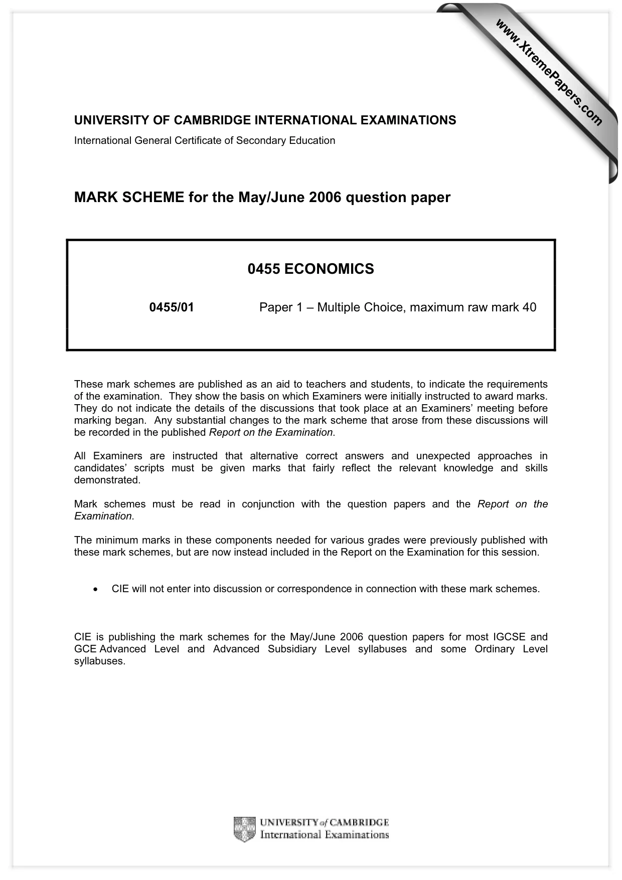Mark scheme, page 1 of 2