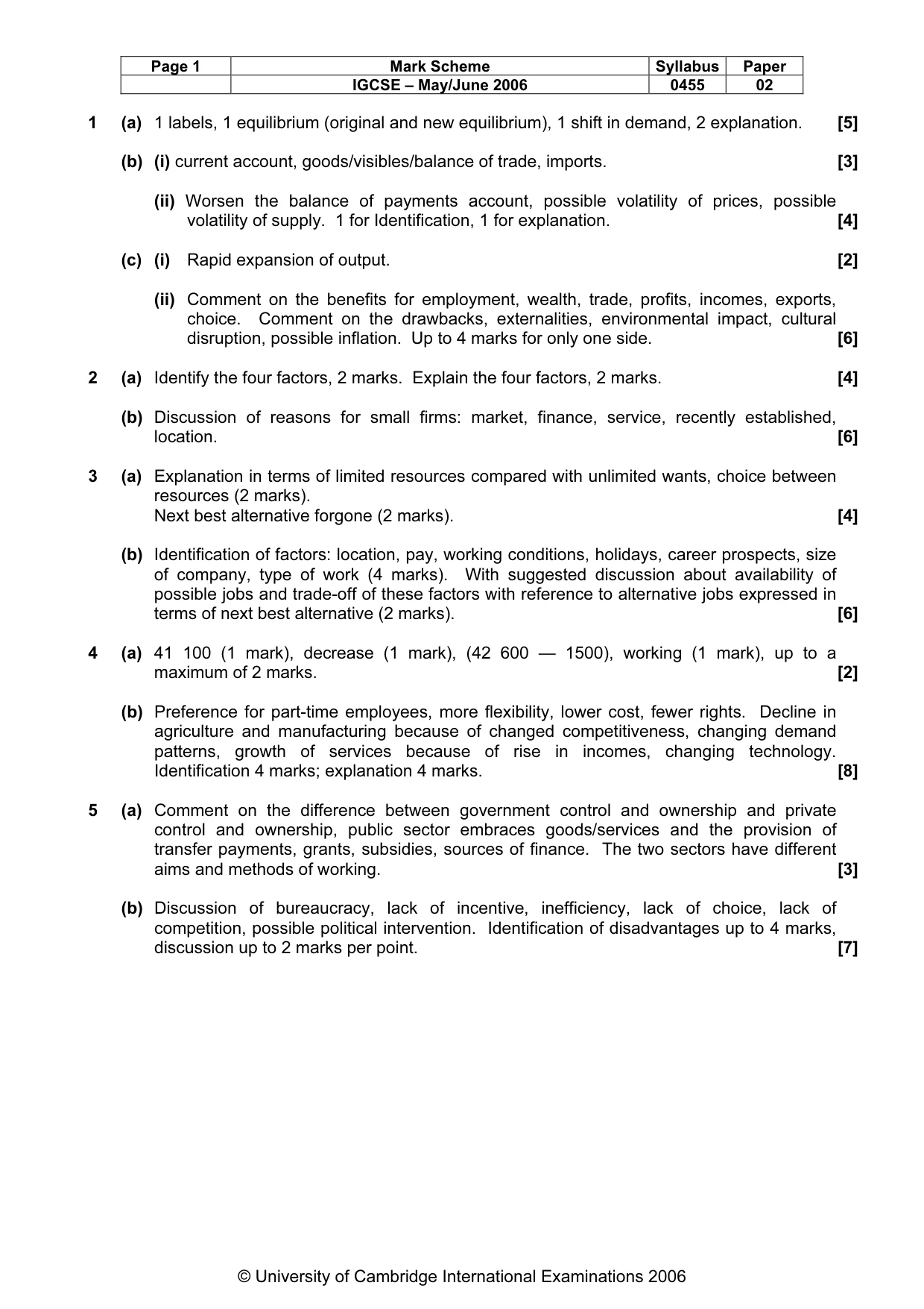 Mark scheme, page 2 of 2