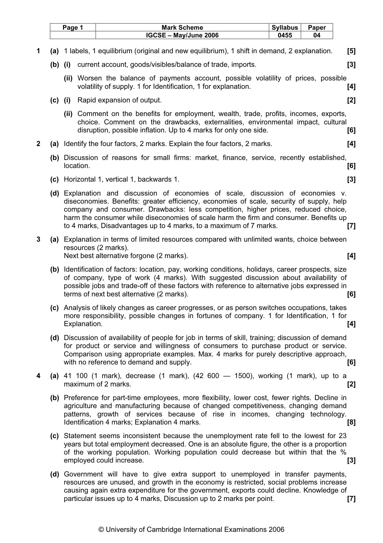 Mark scheme, page 2 of 3
