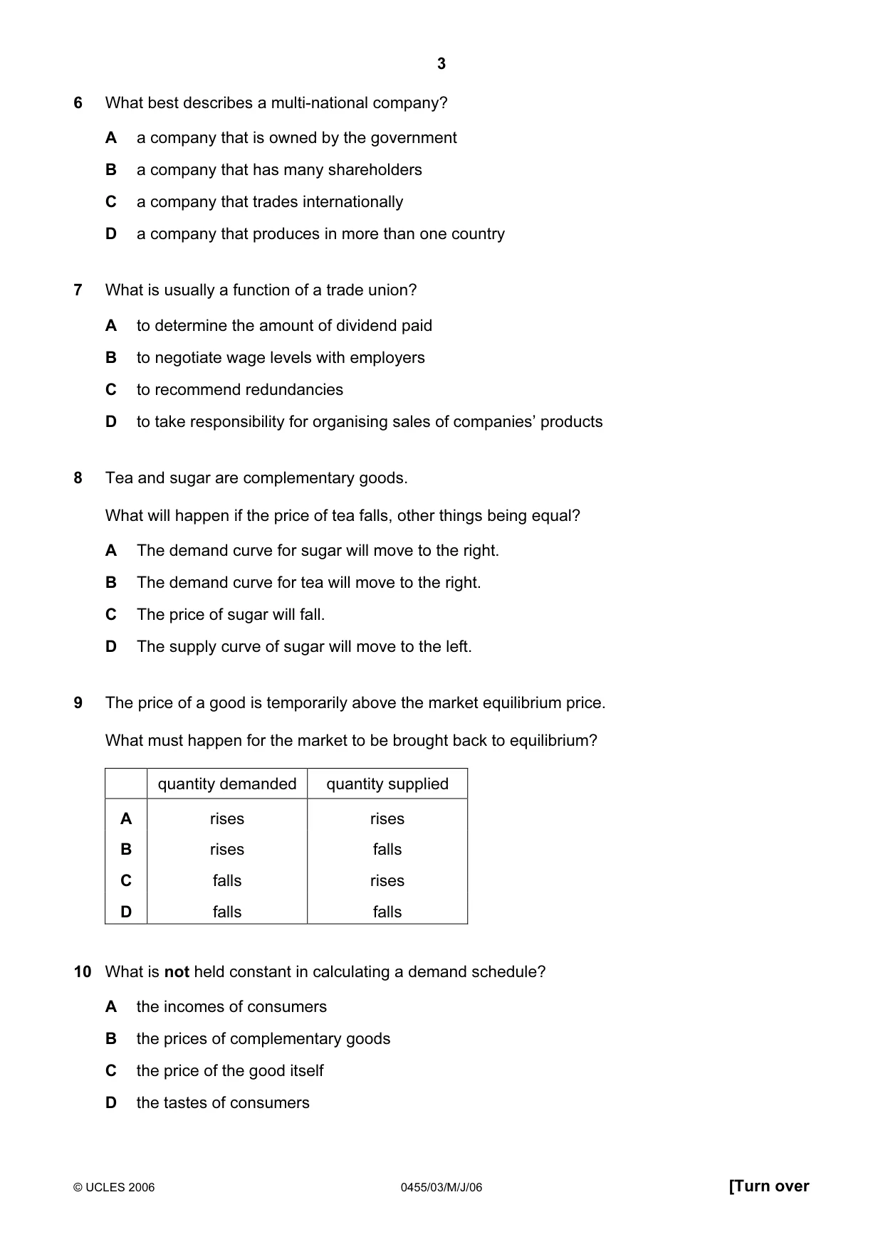 Cambridge IGCSE Economics 0455 2006 May/June Paper 3 · Variant 1 question paper, page 3 of 12