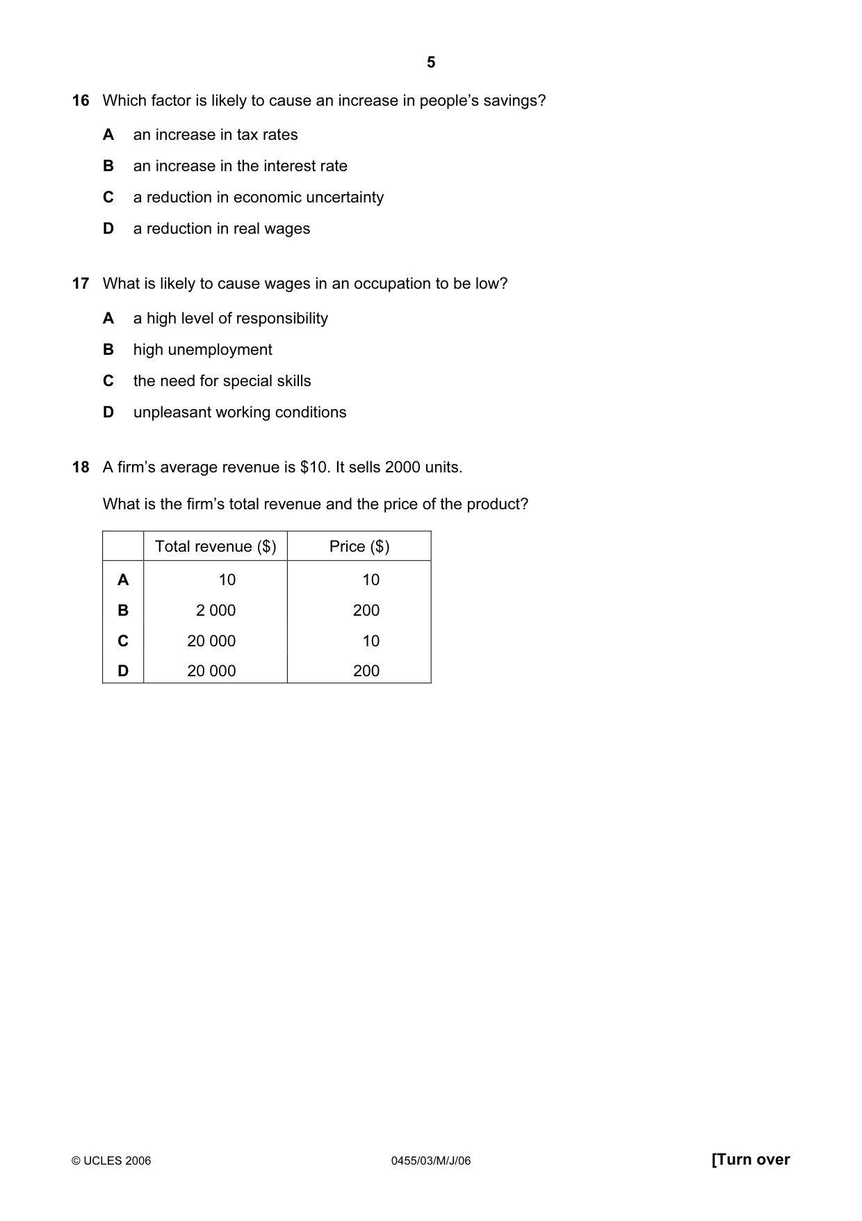 Cambridge IGCSE Economics 0455 2006 May/June Paper 3 · Variant 1 question paper, page 5 of 12