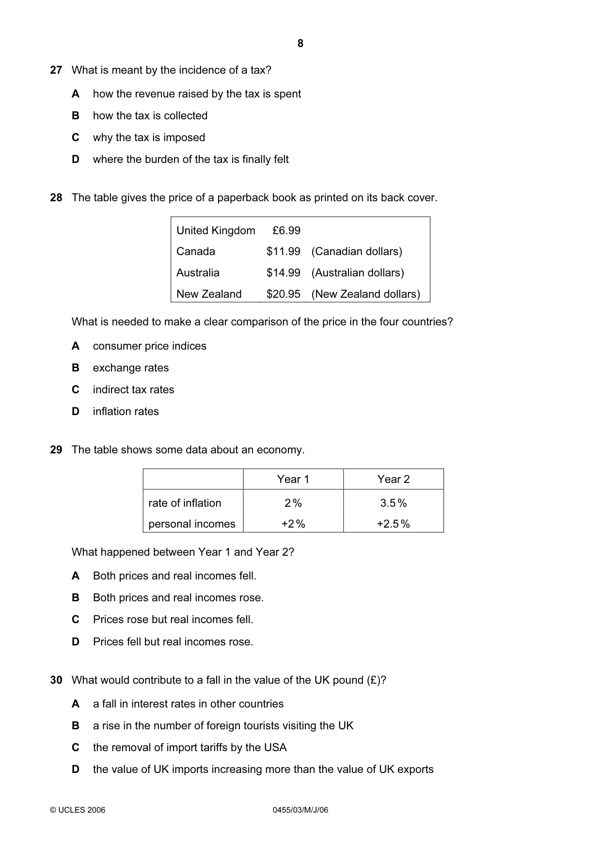 Cambridge IGCSE Economics 0455 2006 May/June Paper 3 · Variant 1 question paper, page 8 of 12
