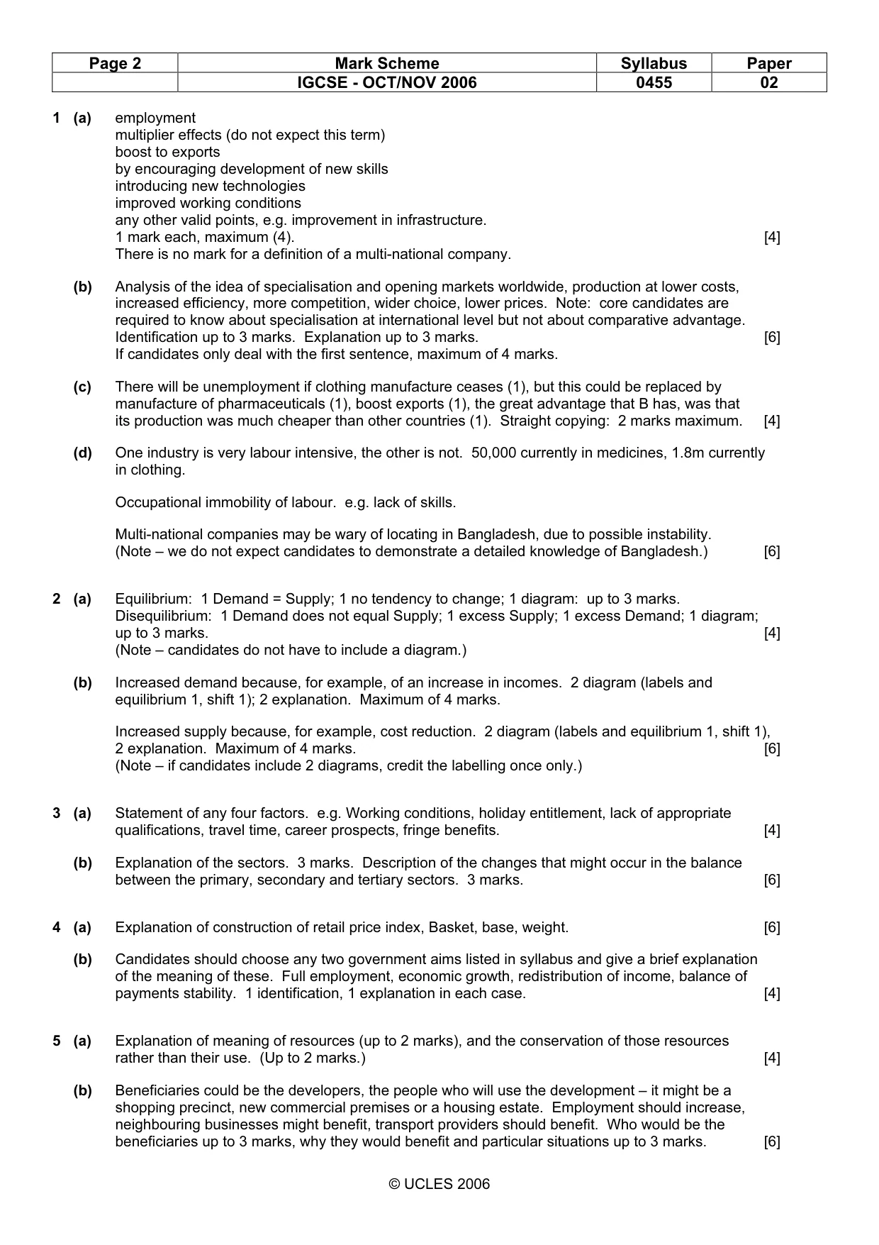 Mark scheme, page 2 of 2
