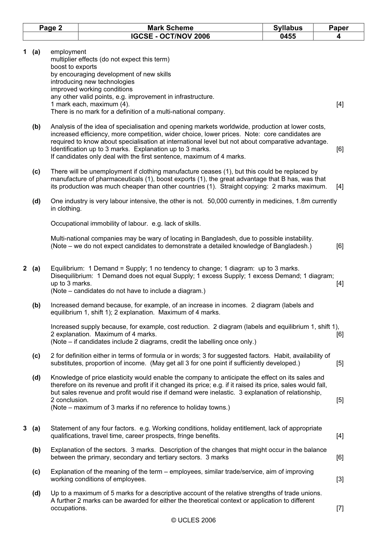 Mark scheme, page 2 of 3
