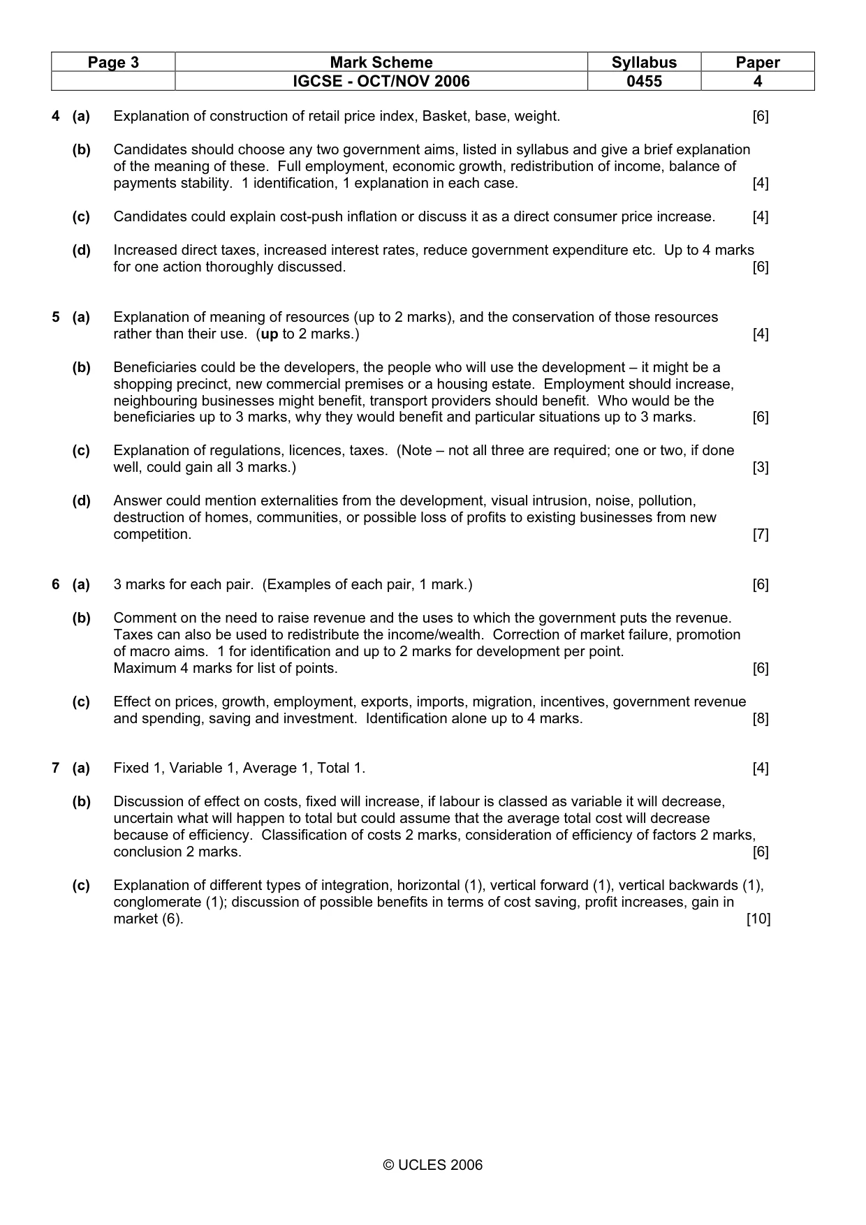 Mark scheme, page 3 of 3