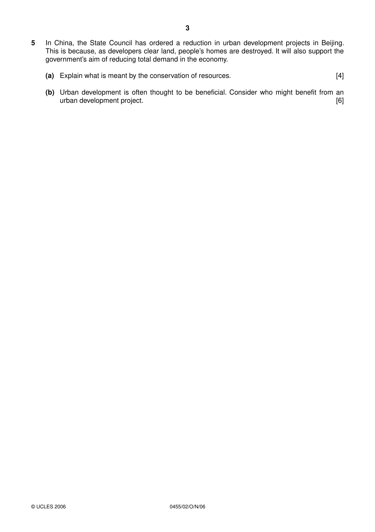 Cambridge IGCSE Economics 0455 2006 Oct/Nov Paper 2 · Variant 1 question paper, page 3 of 4