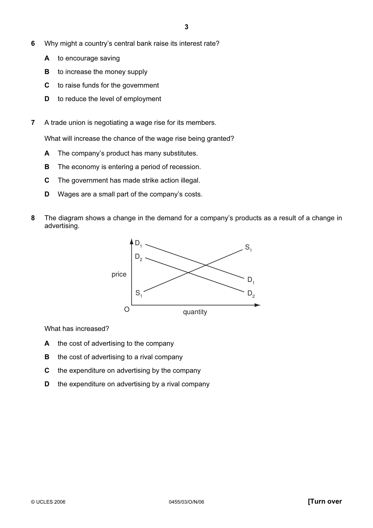 Cambridge IGCSE Economics 0455 2006 Oct/Nov Paper 3 · Variant 1 question paper, page 3 of 12