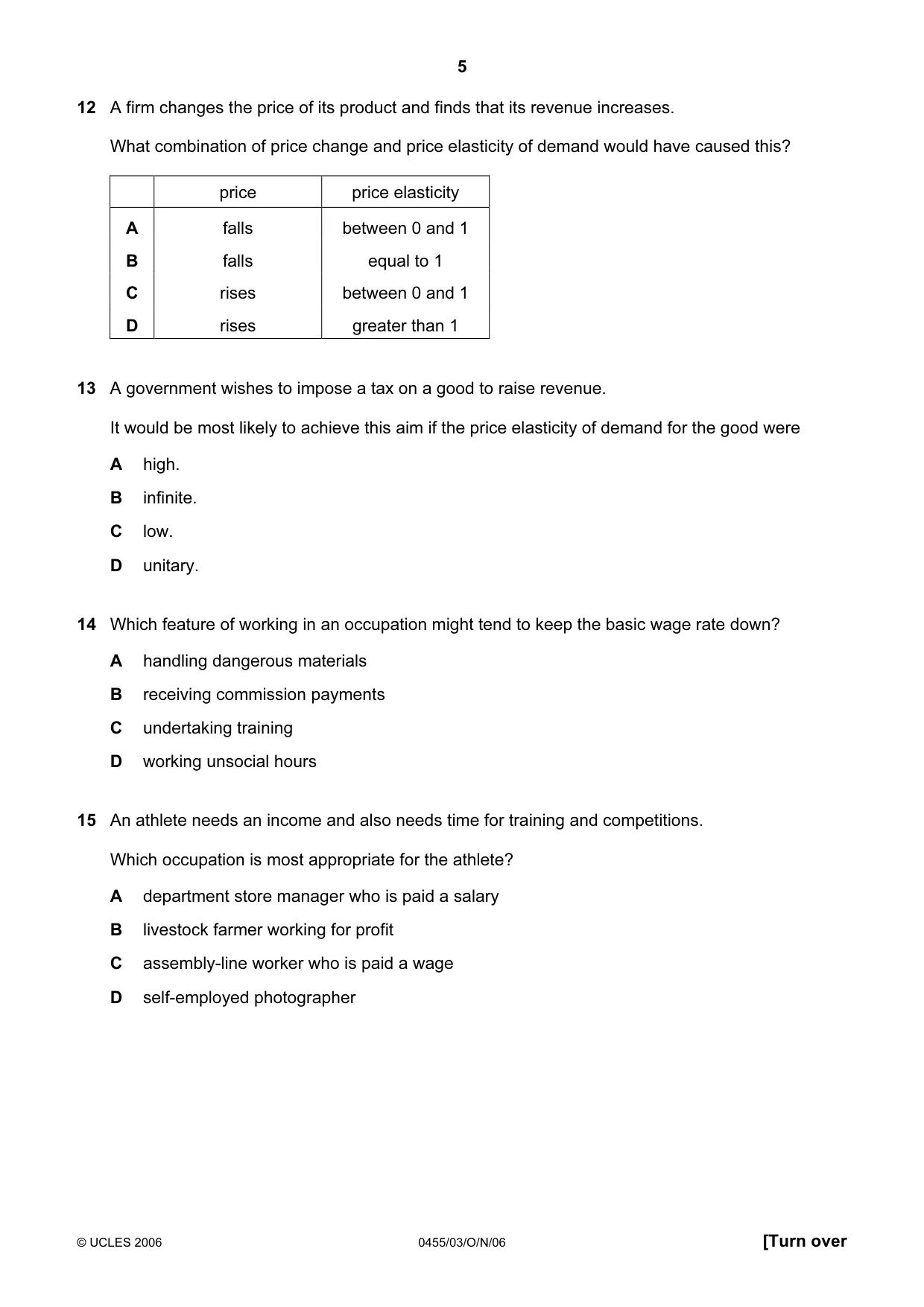 Cambridge IGCSE Economics 0455 2006 Oct/Nov Paper 3 · Variant 1 question paper, page 5 of 12