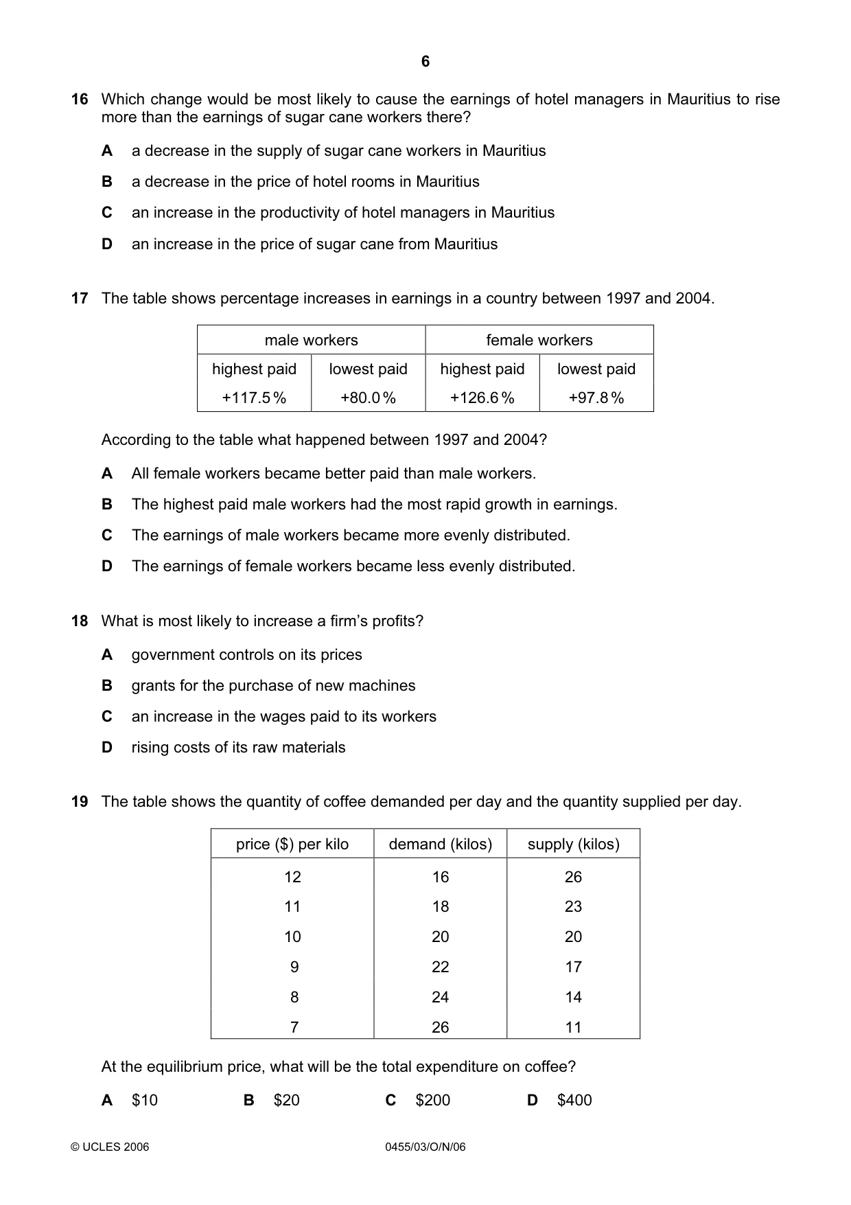 Cambridge IGCSE Economics 0455 2006 Oct/Nov Paper 3 · Variant 1 question paper, page 6 of 12