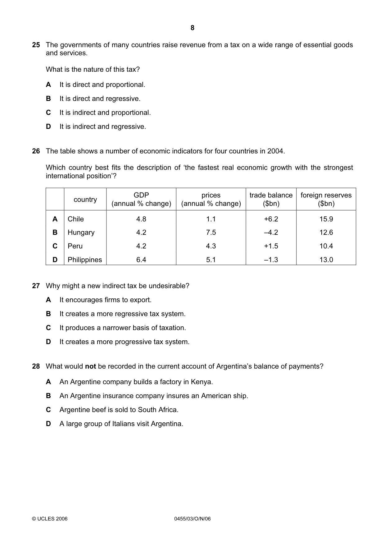 Cambridge IGCSE Economics 0455 2006 Oct/Nov Paper 3 · Variant 1 question paper, page 8 of 12