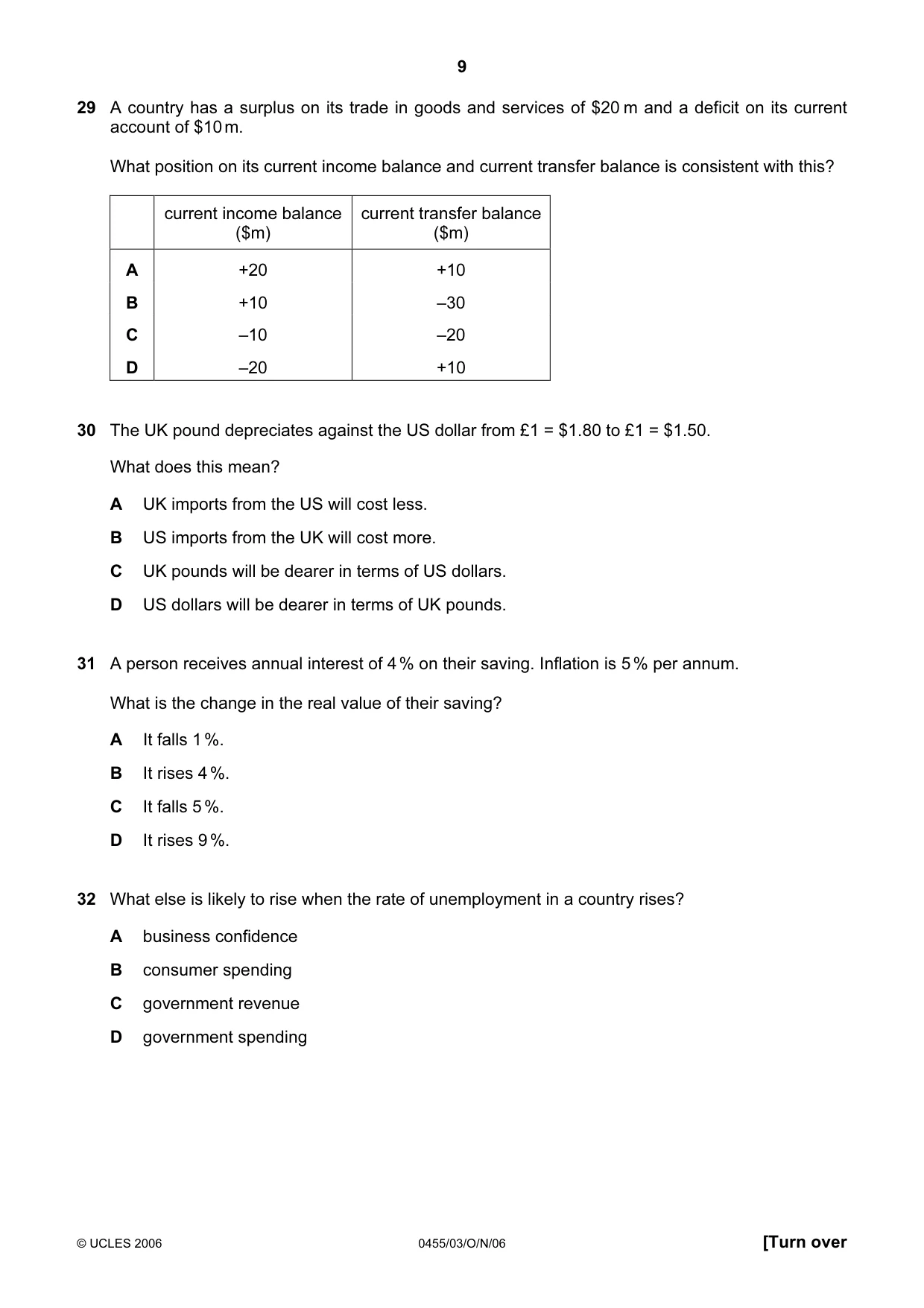 Cambridge IGCSE Economics 0455 2006 Oct/Nov Paper 3 · Variant 1 question paper, page 9 of 12
