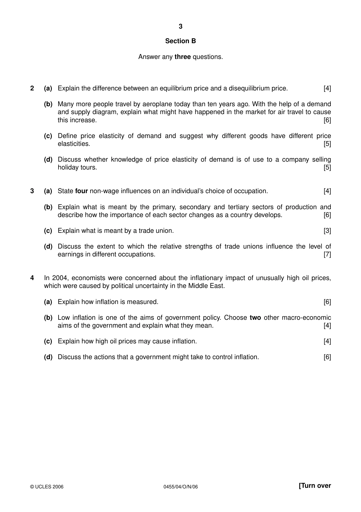 Cambridge IGCSE Economics 0455 2006 Oct/Nov Paper 4 · Variant 1 question paper, page 3 of 4