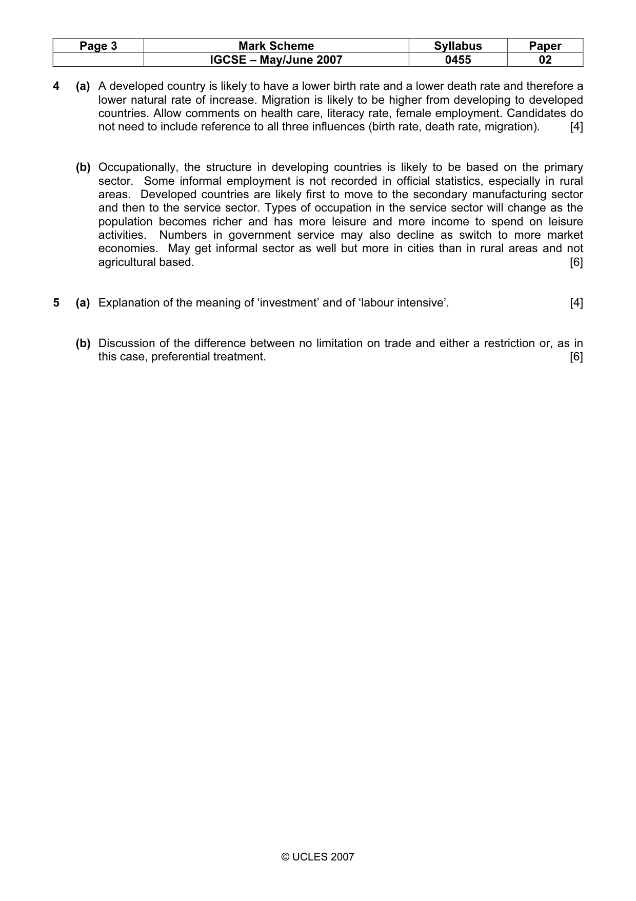 Mark scheme, page 3 of 3