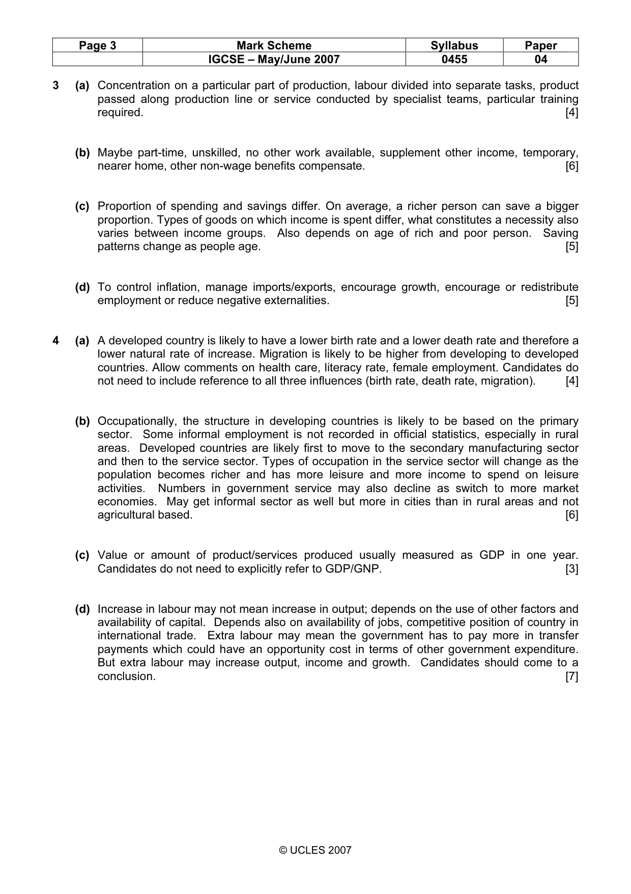 Mark scheme, page 3 of 4