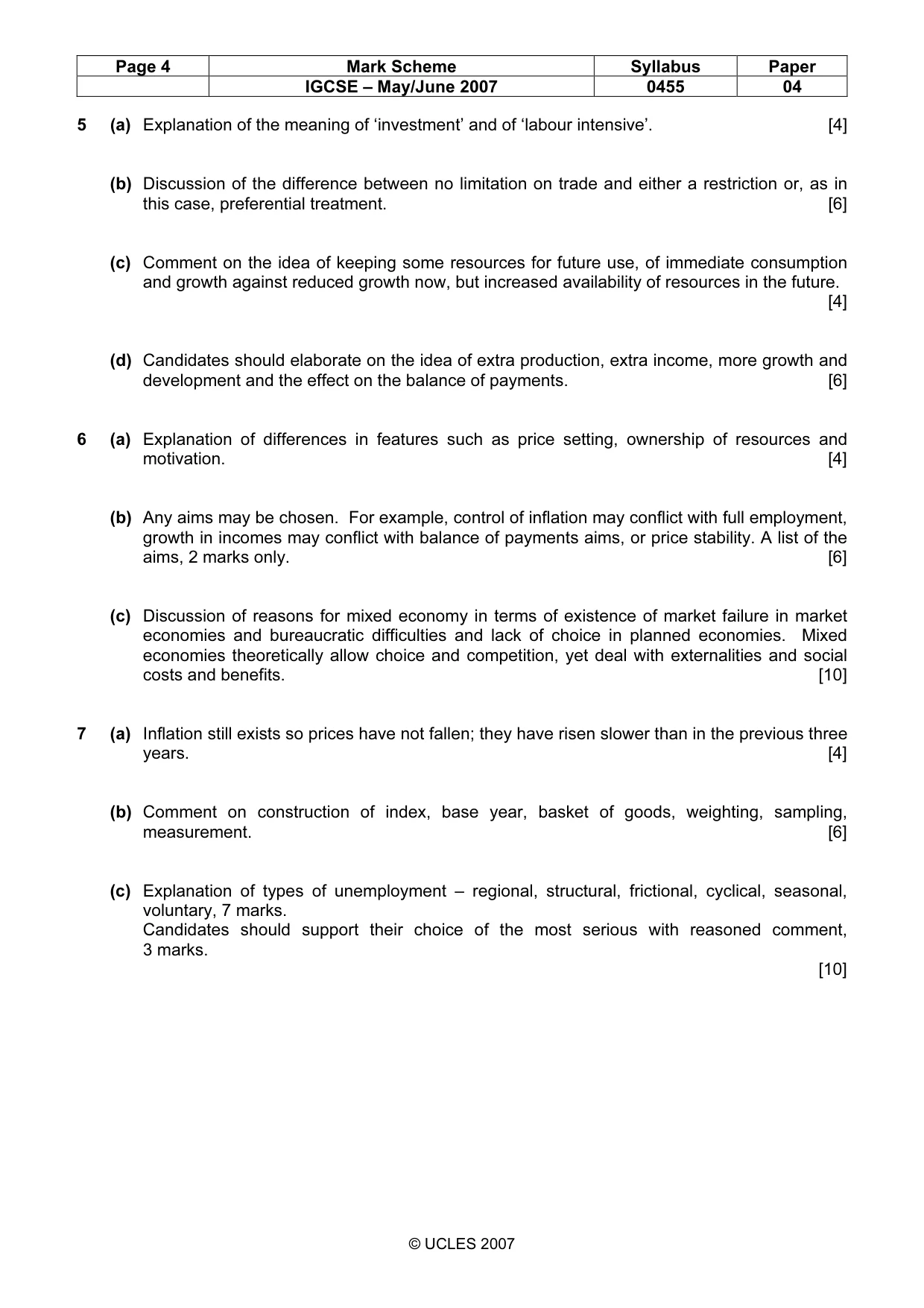 Mark scheme, page 4 of 4