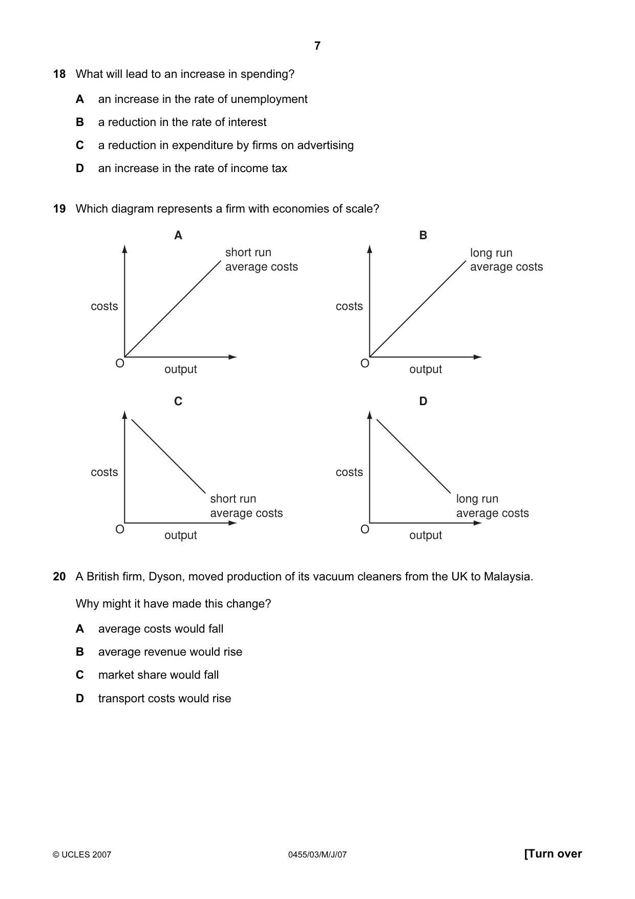 Cambridge IGCSE Economics 0455 2007 May/June Paper 3 · Variant 1 question paper, page 7 of 12