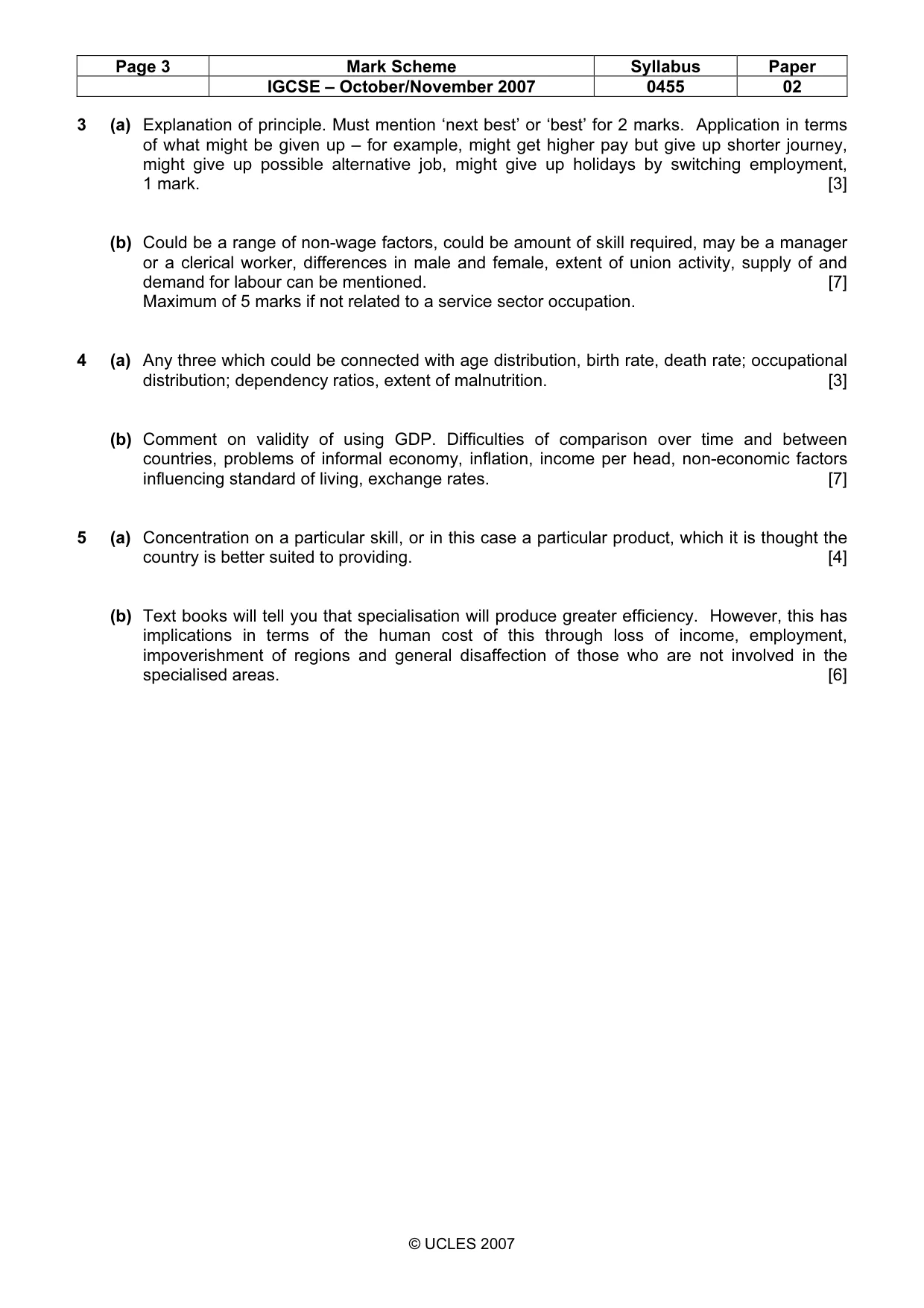 Mark scheme, page 3 of 3