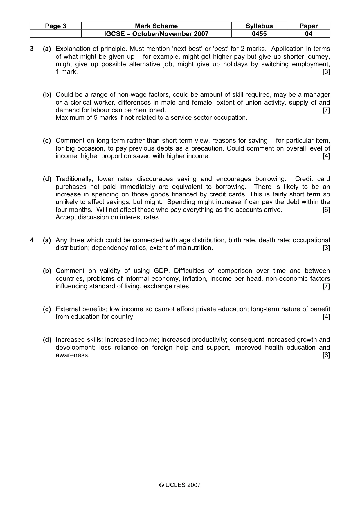 Mark scheme, page 3 of 4