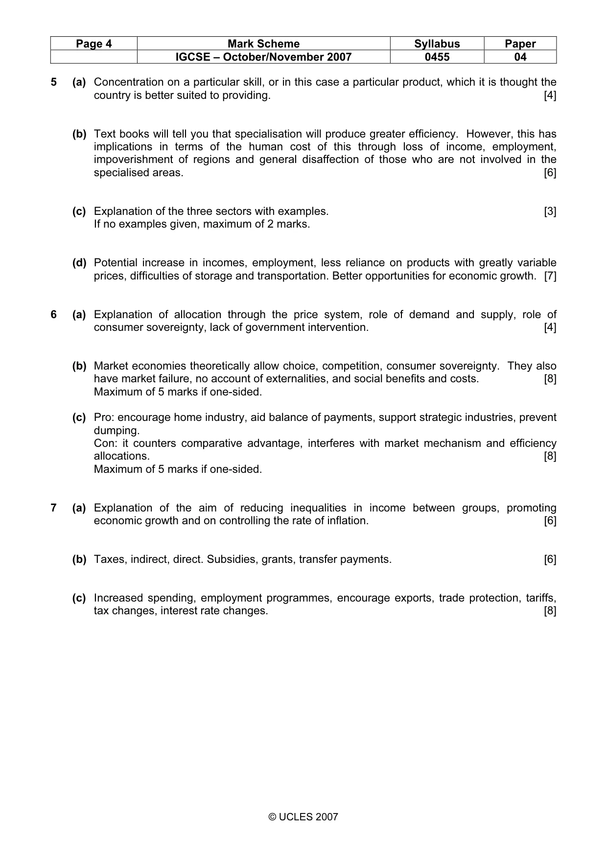 Mark scheme, page 4 of 4