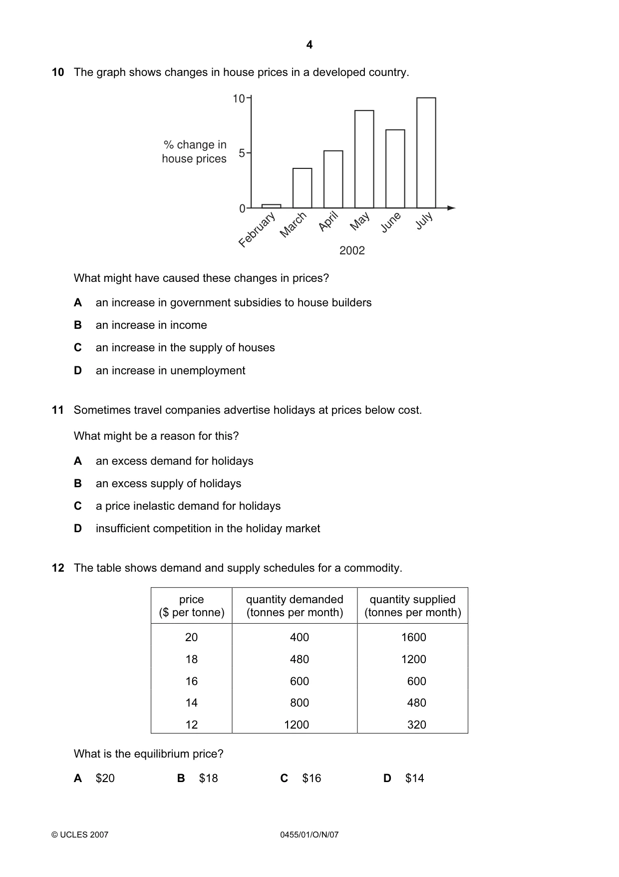 Cambridge IGCSE Economics 0455 2007 Oct/Nov Paper 1 · Variant 1 question paper, page 4 of 12