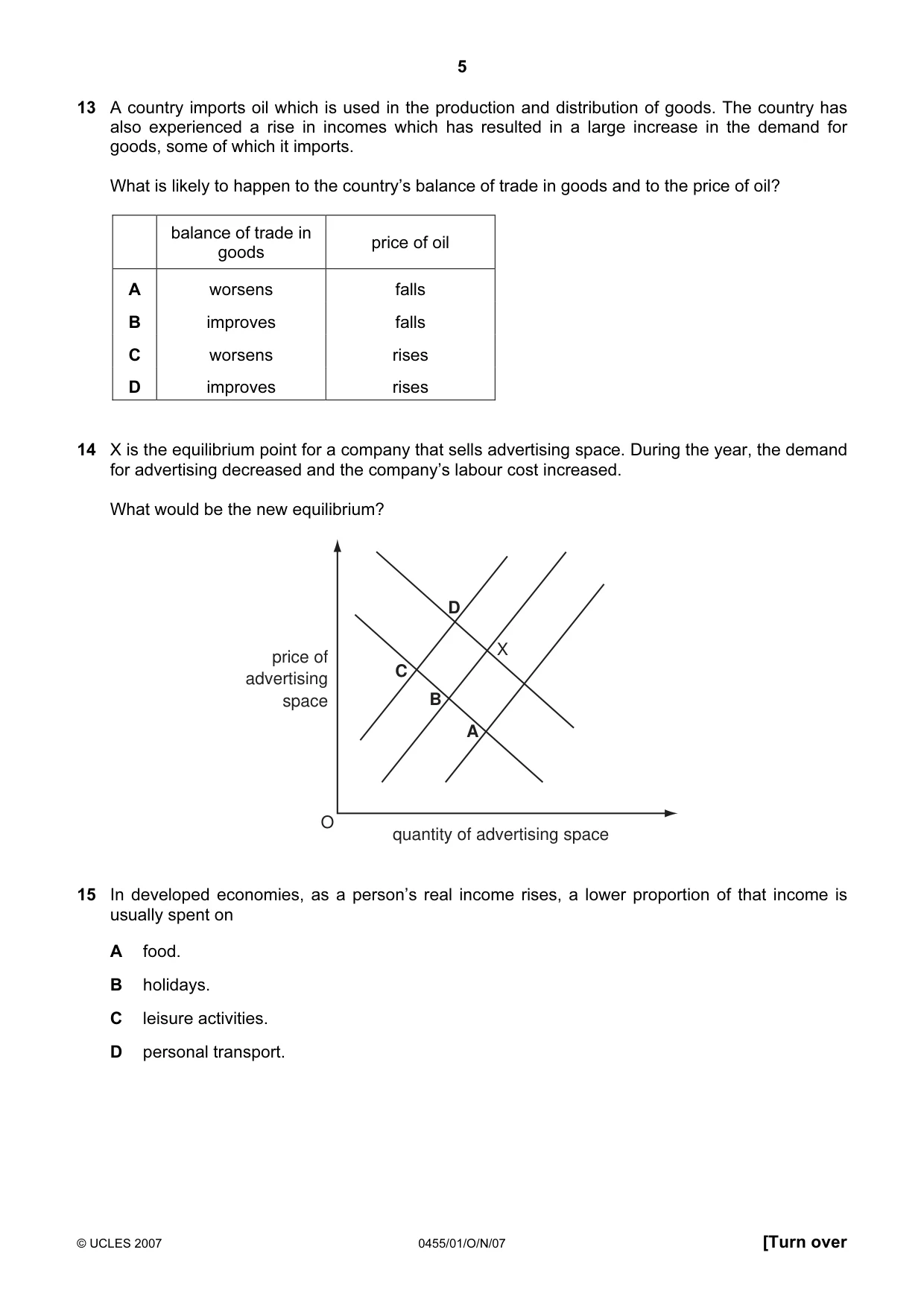 Cambridge IGCSE Economics 0455 2007 Oct/Nov Paper 1 · Variant 1 question paper, page 5 of 12