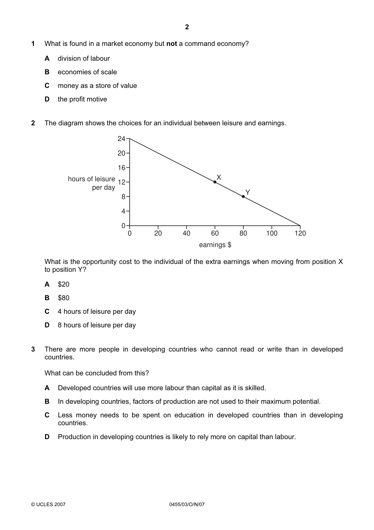 Cambridge IGCSE Economics 0455 2007 Oct/Nov Paper 3 · Variant 1 question paper, page 2 of 12