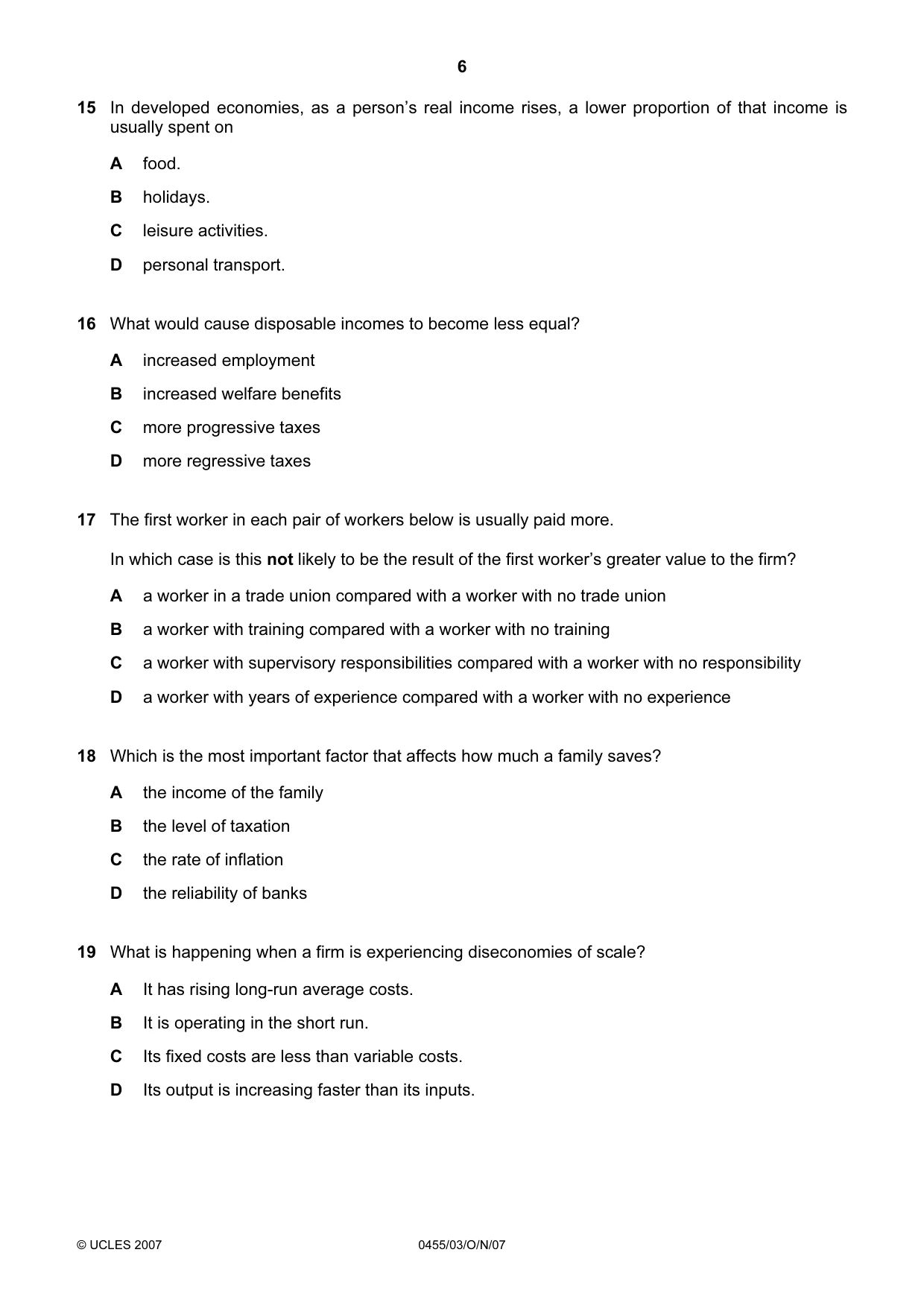 Cambridge IGCSE Economics 0455 2007 Oct/Nov Paper 3 · Variant 1 question paper, page 6 of 12