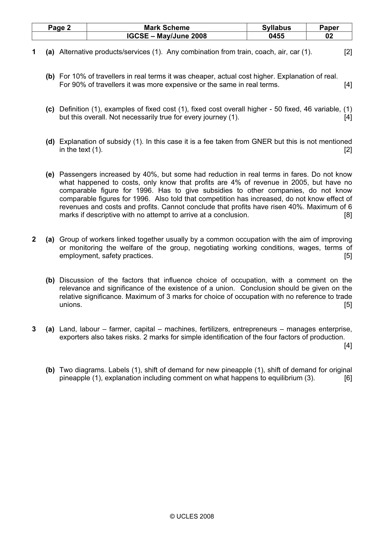 Mark scheme, page 2 of 3