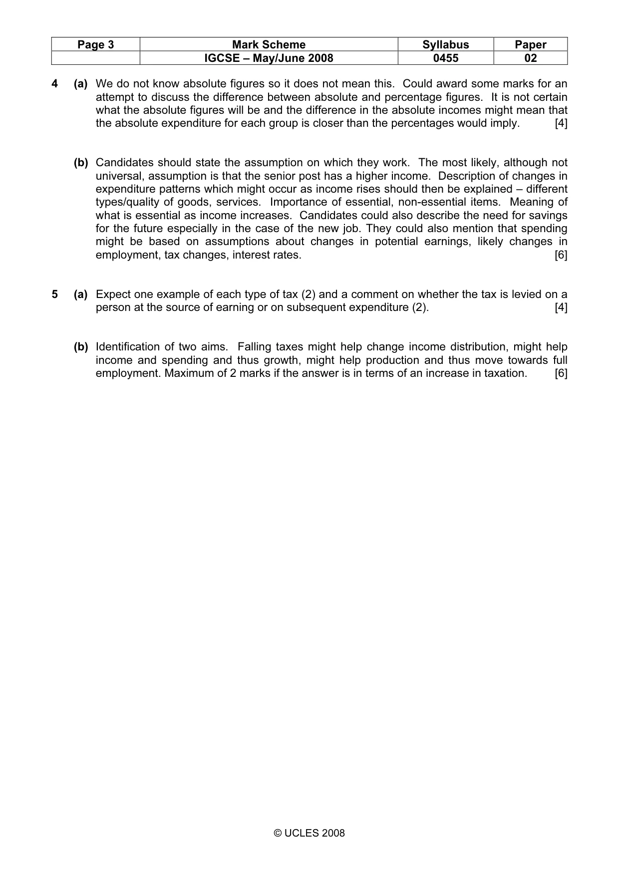 Mark scheme, page 3 of 3