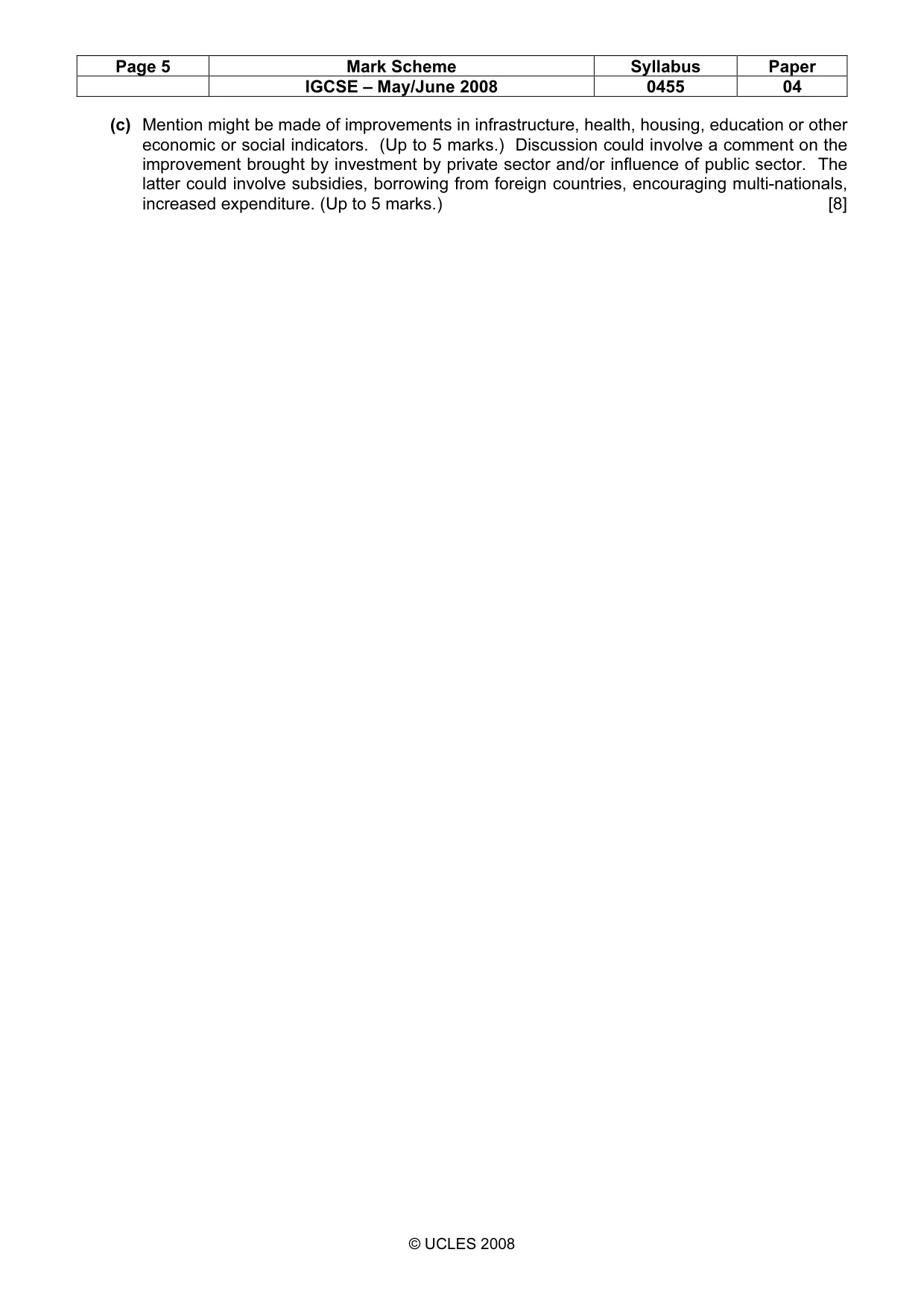 Mark scheme, page 5 of 5