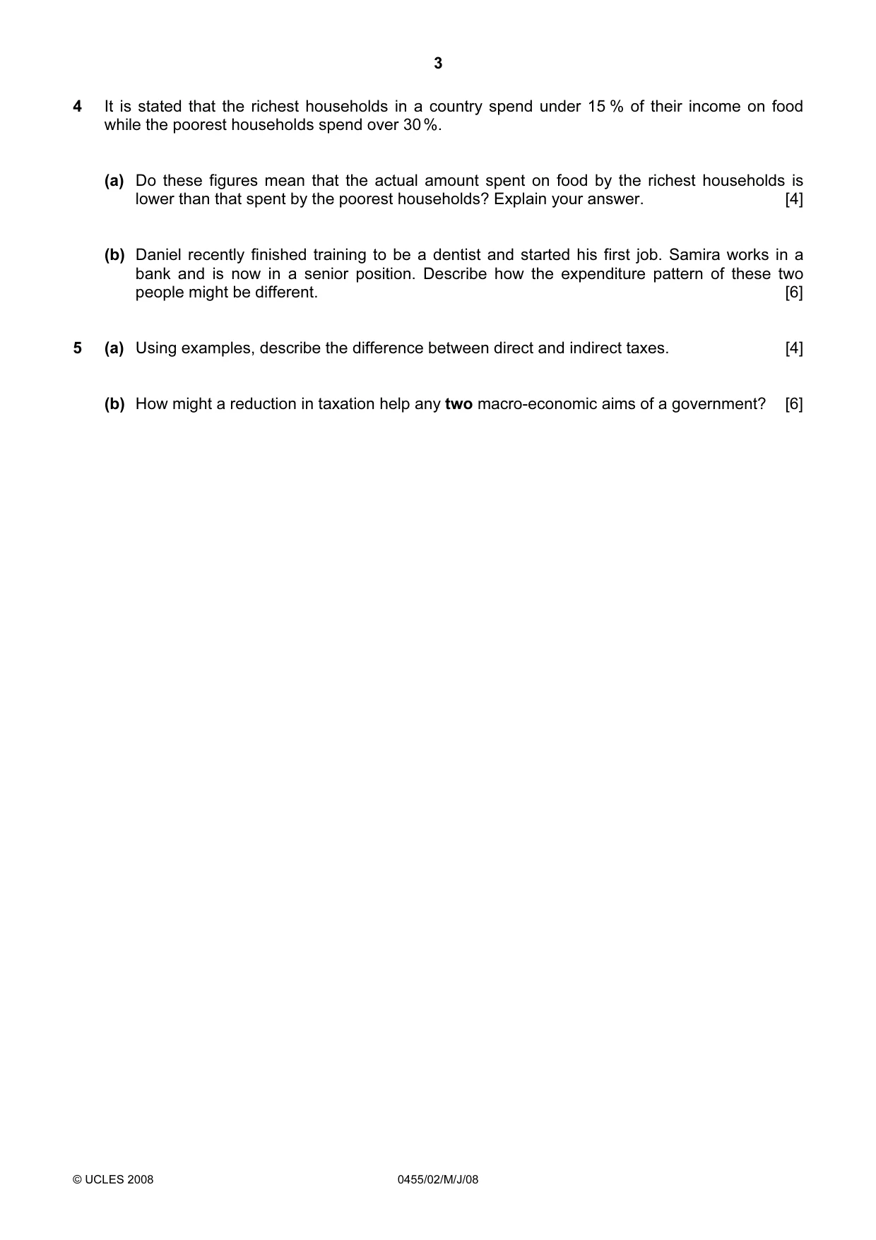 Cambridge IGCSE Economics 0455 2008 May/June Paper 2 · Variant 1 question paper, page 3 of 4